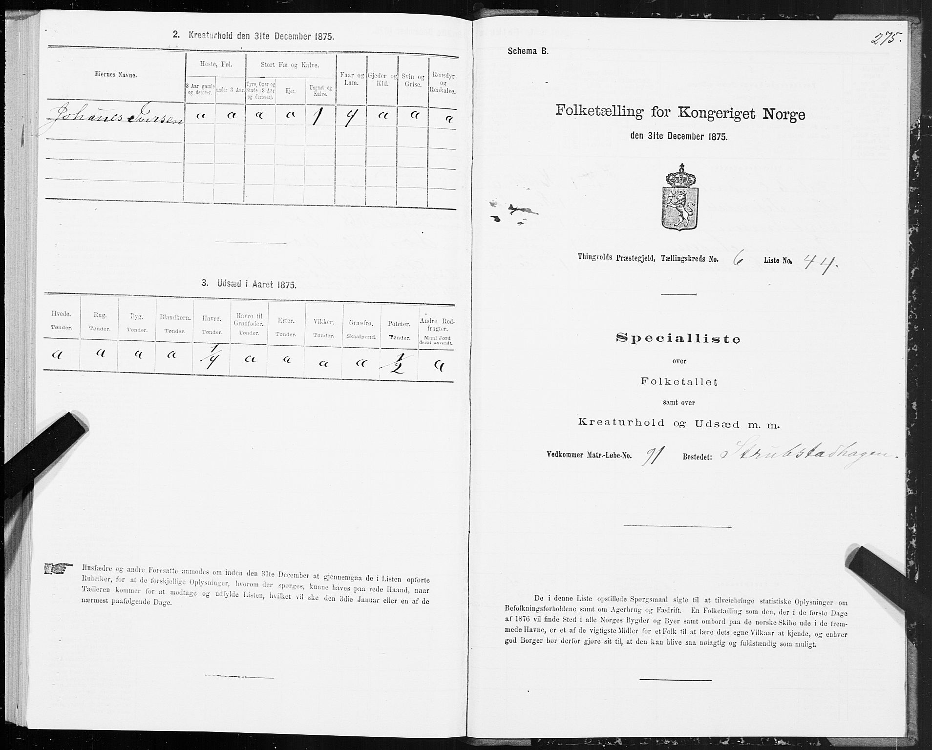 SAT, Folketelling 1875 for 1560P Tingvoll prestegjeld, 1875, s. 2275