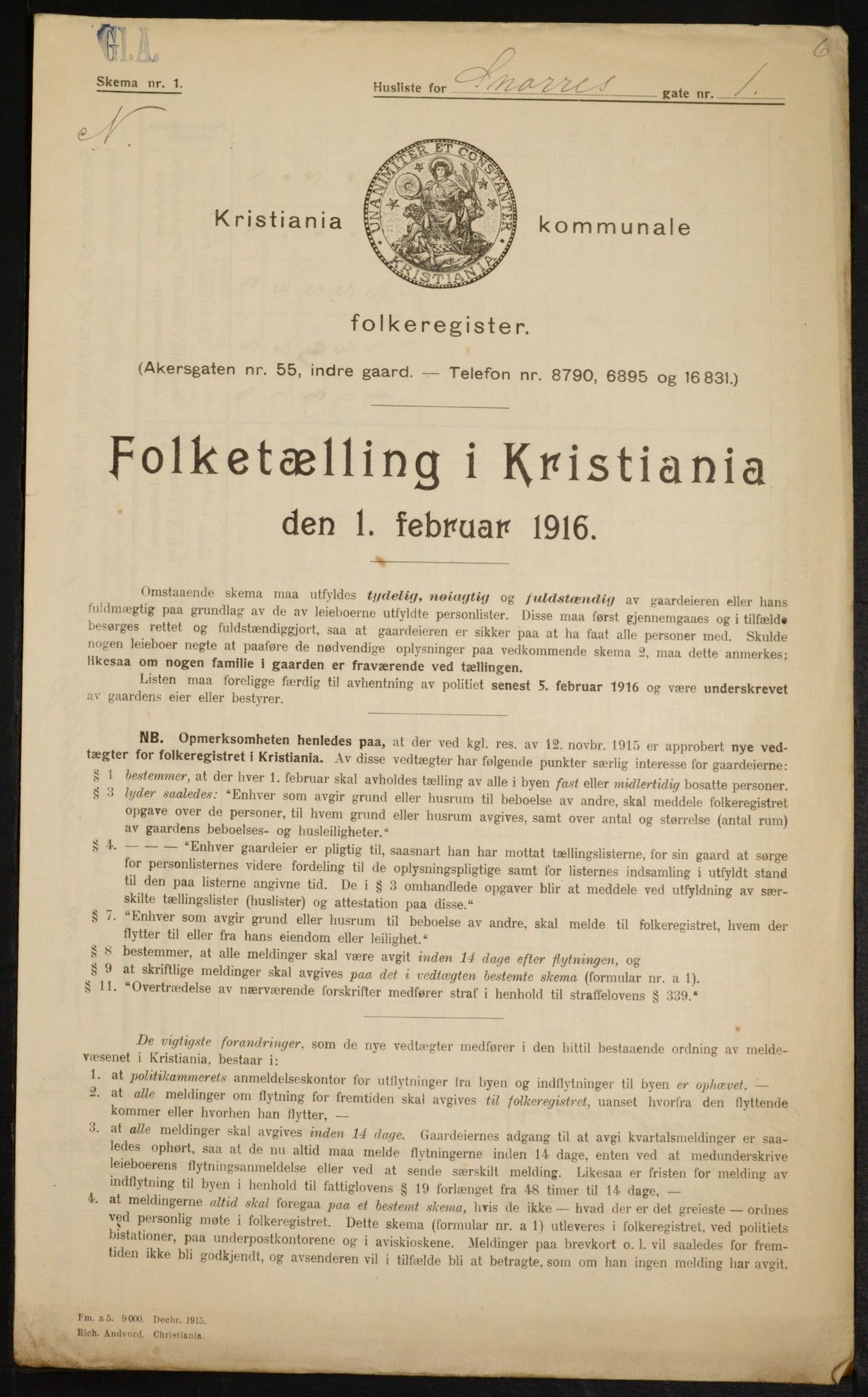 OBA, Kommunal folketelling 1.2.1916 for Kristiania, 1916, s. 100574