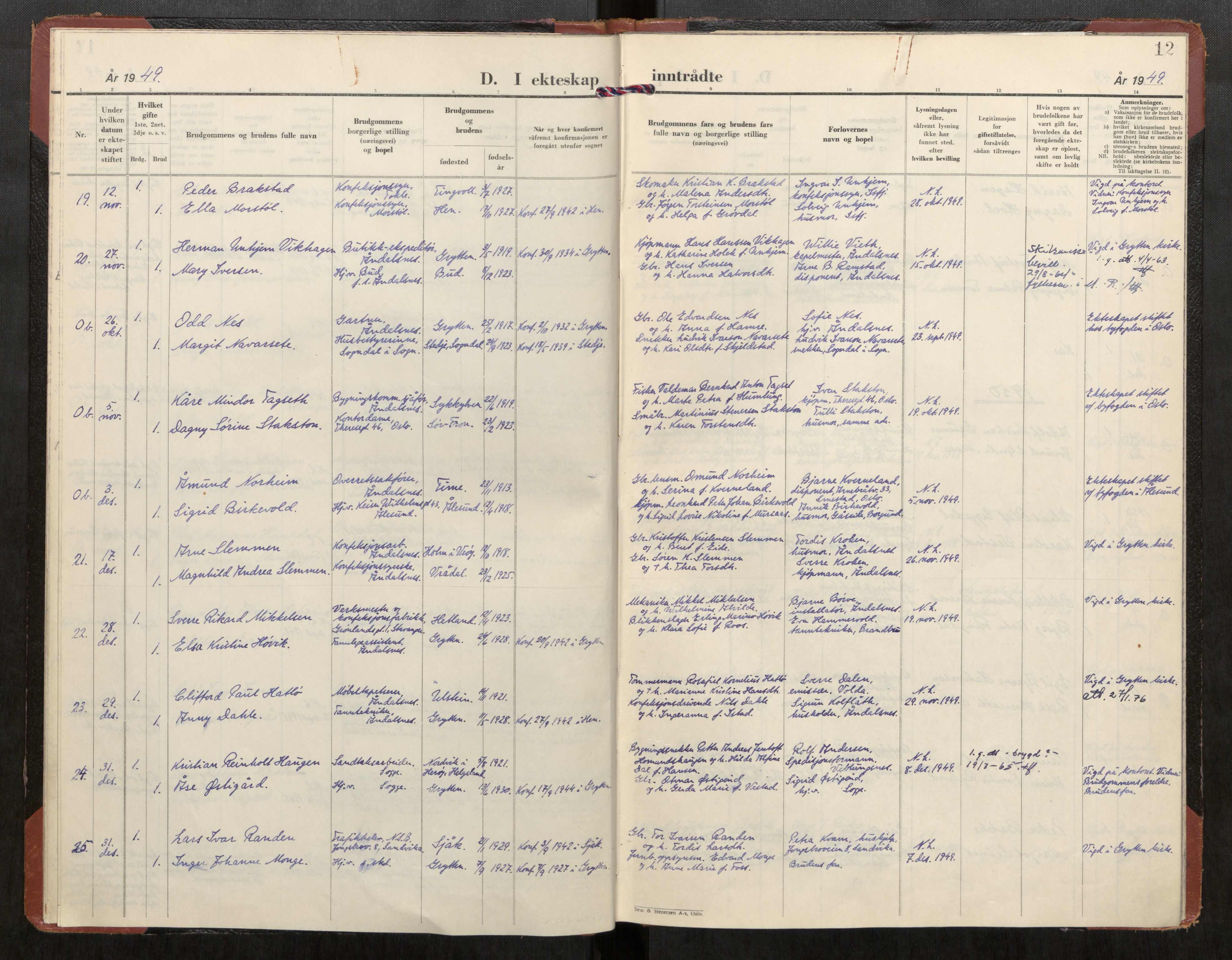 Ministerialprotokoller, klokkerbøker og fødselsregistre - Møre og Romsdal, AV/SAT-A-1454/544/L0588: Ministerialbok nr. 544A13, 1947-1957, s. 12