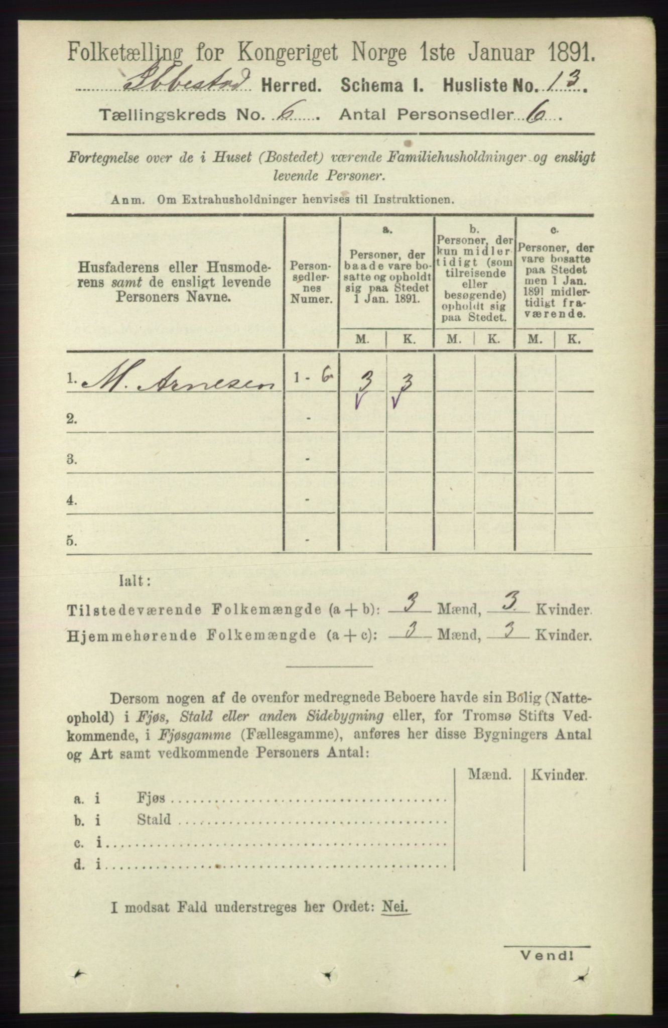 RA, Folketelling 1891 for 1917 Ibestad herred, 1891, s. 3497