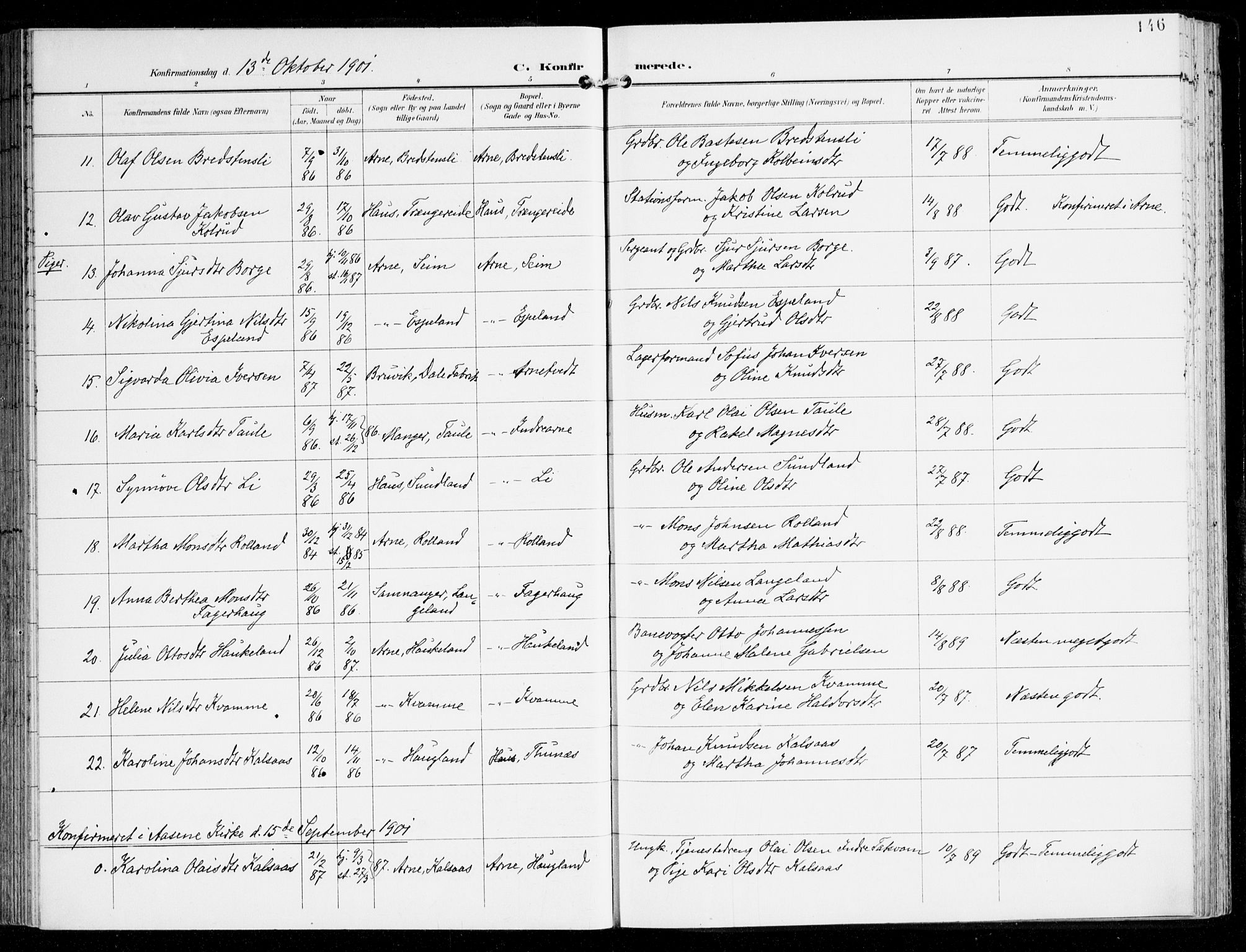 Haus sokneprestembete, AV/SAB-A-75601/H/Haa: Ministerialbok nr. D 2, 1899-1912, s. 146