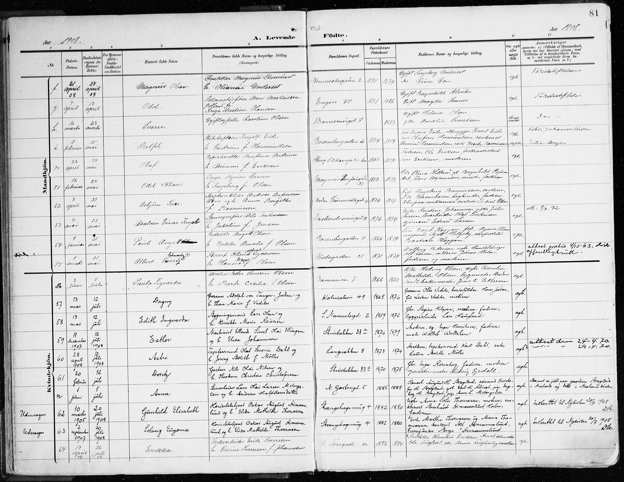 Domkirken sokneprestembete, AV/SAB-A-74801/H/Haa/L0025: Ministerialbok nr. B 8, 1903-1925, s. 81