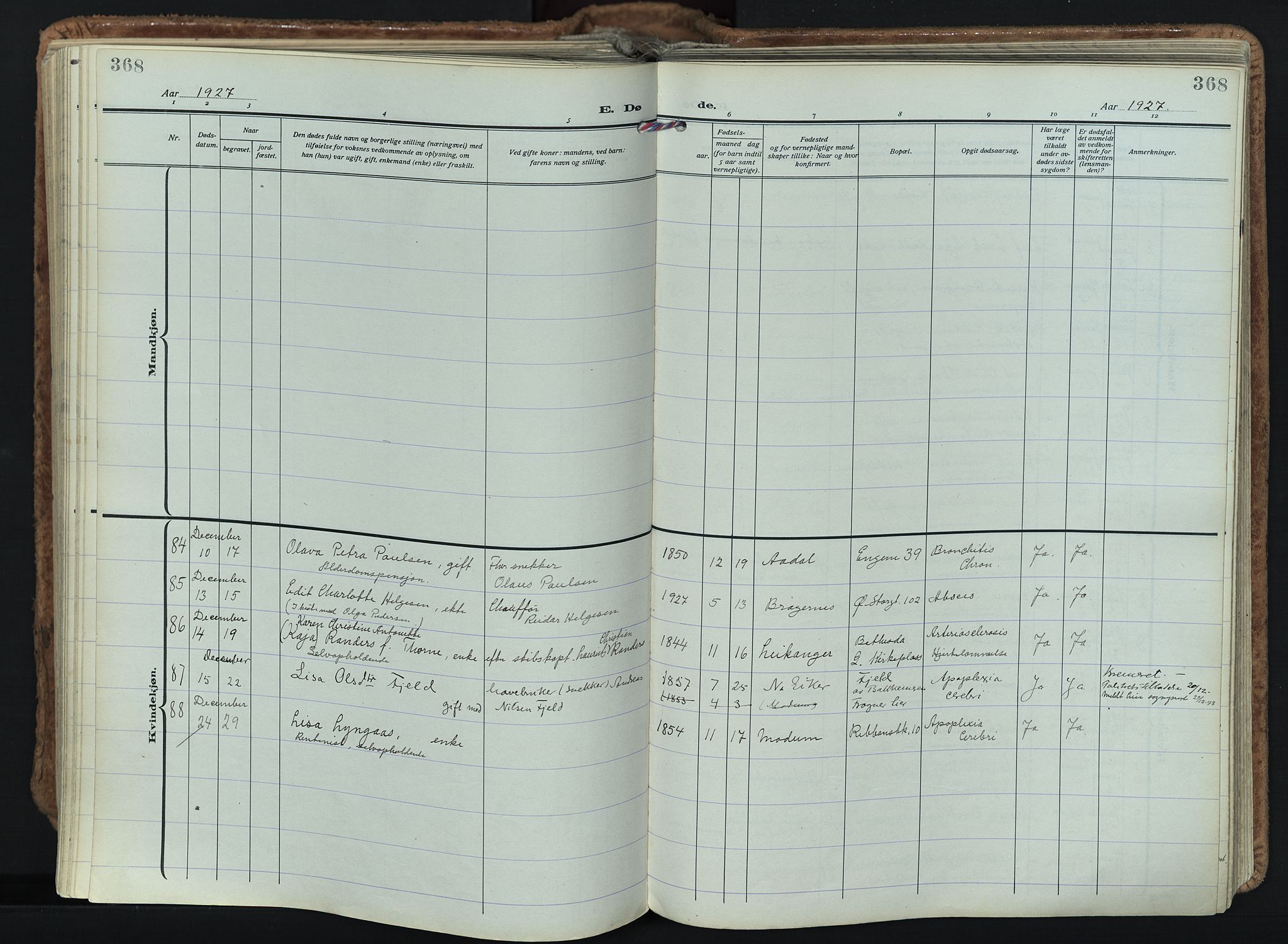 Bragernes kirkebøker, AV/SAKO-A-6/F/Fb/L0011: Ministerialbok nr. II 11, 1922-1945, s. 368