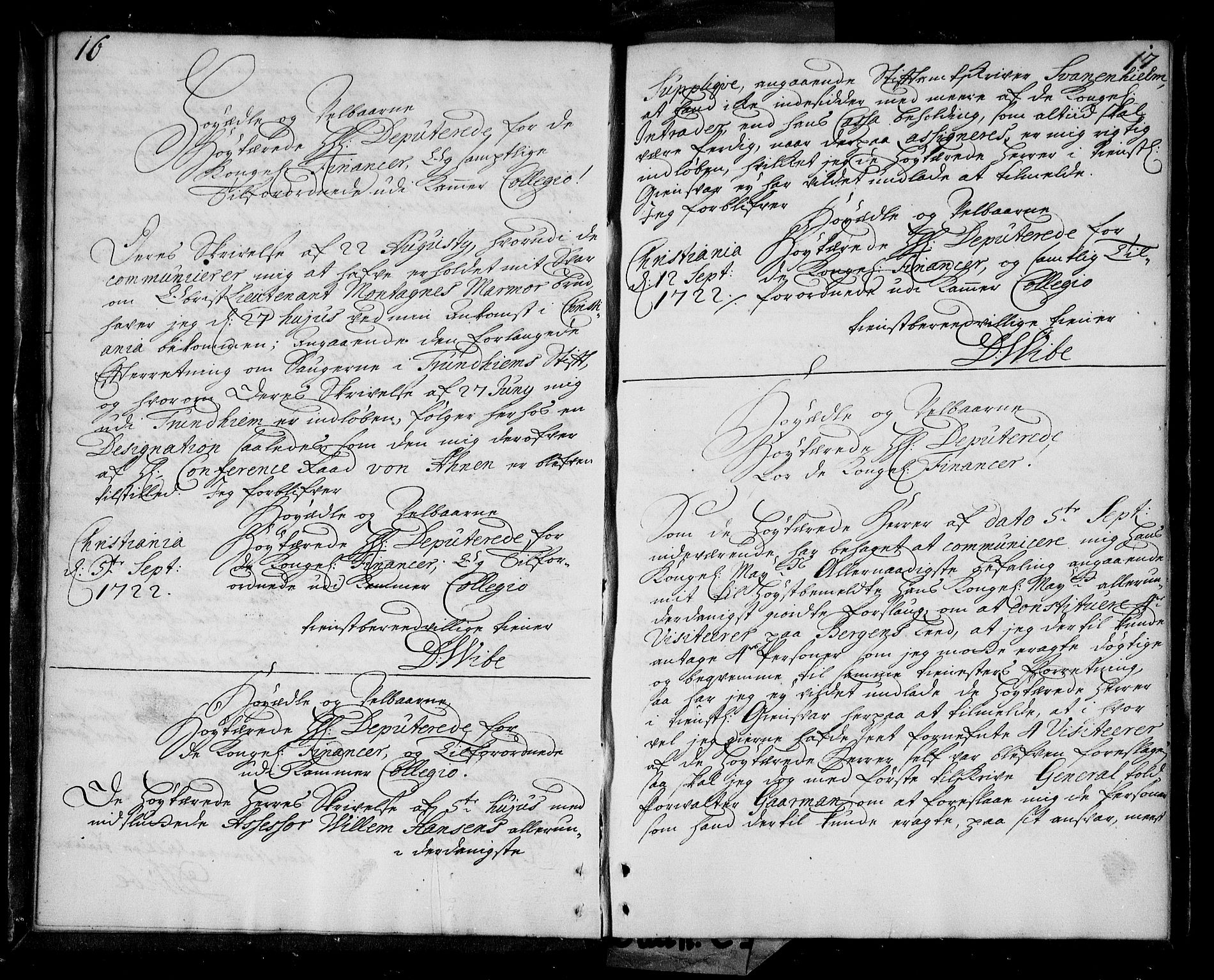 Stattholderembetet 1572-1771, AV/RA-EA-2870/Be/L0003: Korrespondanseprotokoll, 1722-1723, s. 16-17