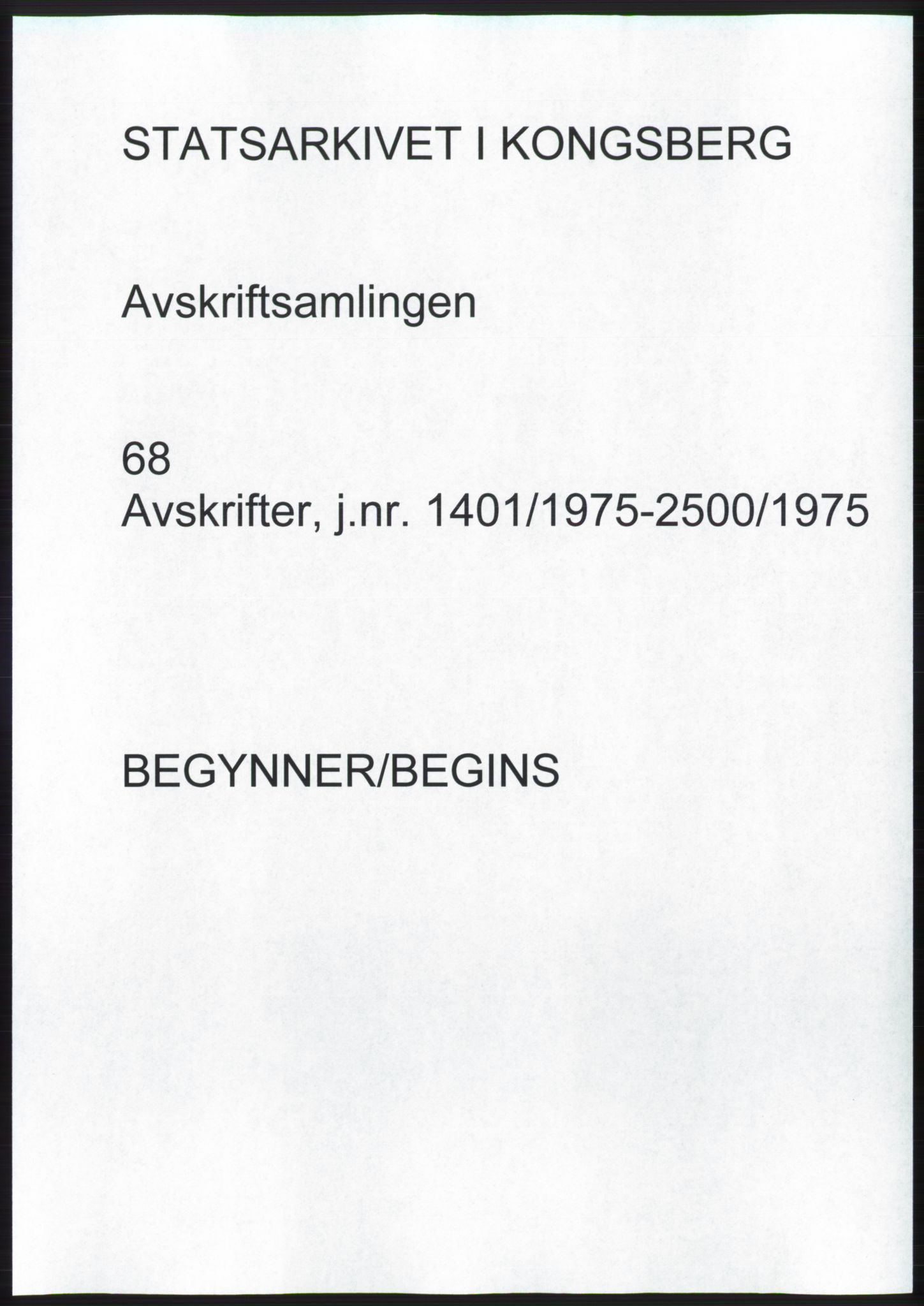Statsarkivet i Kongsberg, SAKO/A-0001, 1975, s. 1