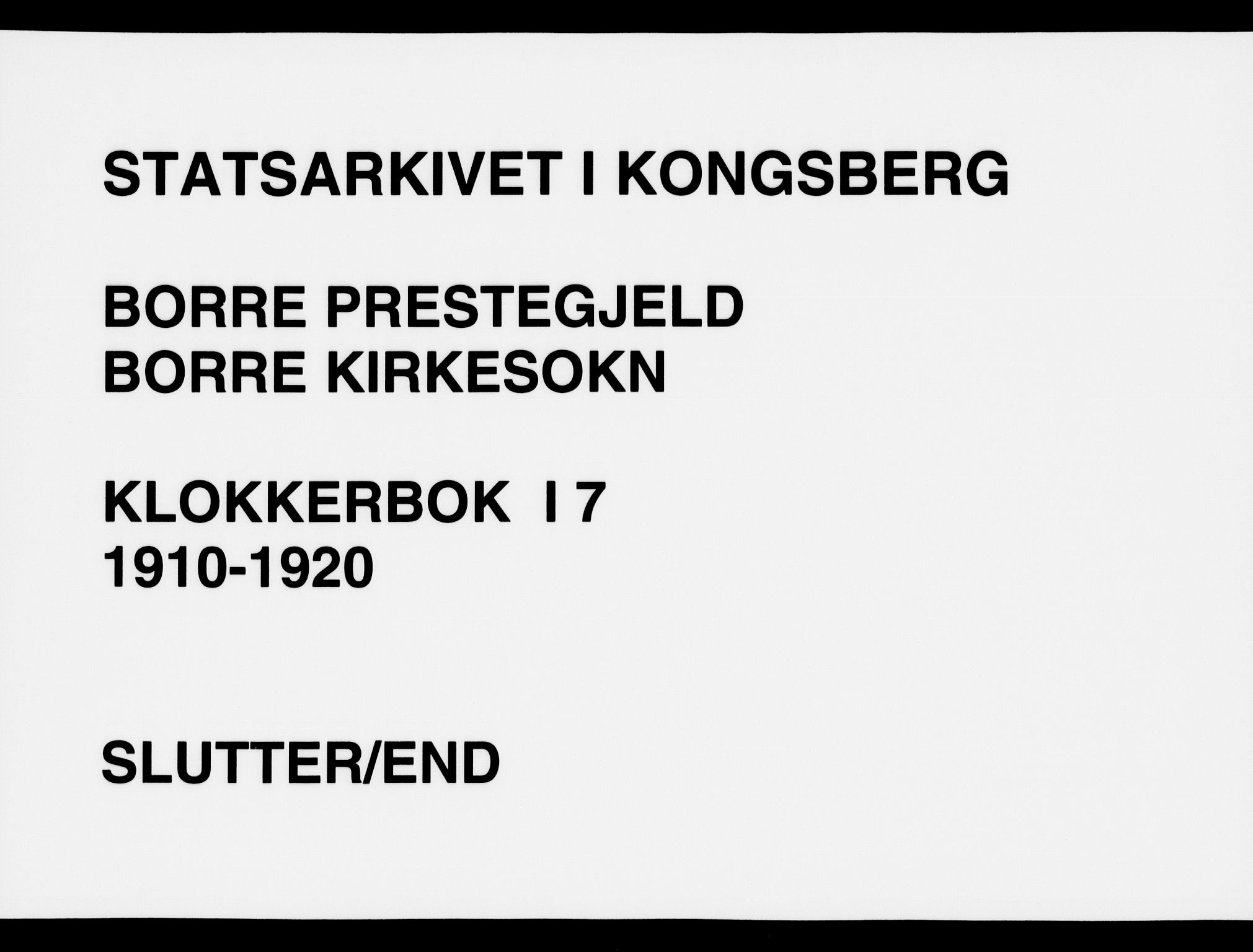 Borre kirkebøker, AV/SAKO-A-338/G/Ga/L0007: Klokkerbok nr. I 7, 1910-1920