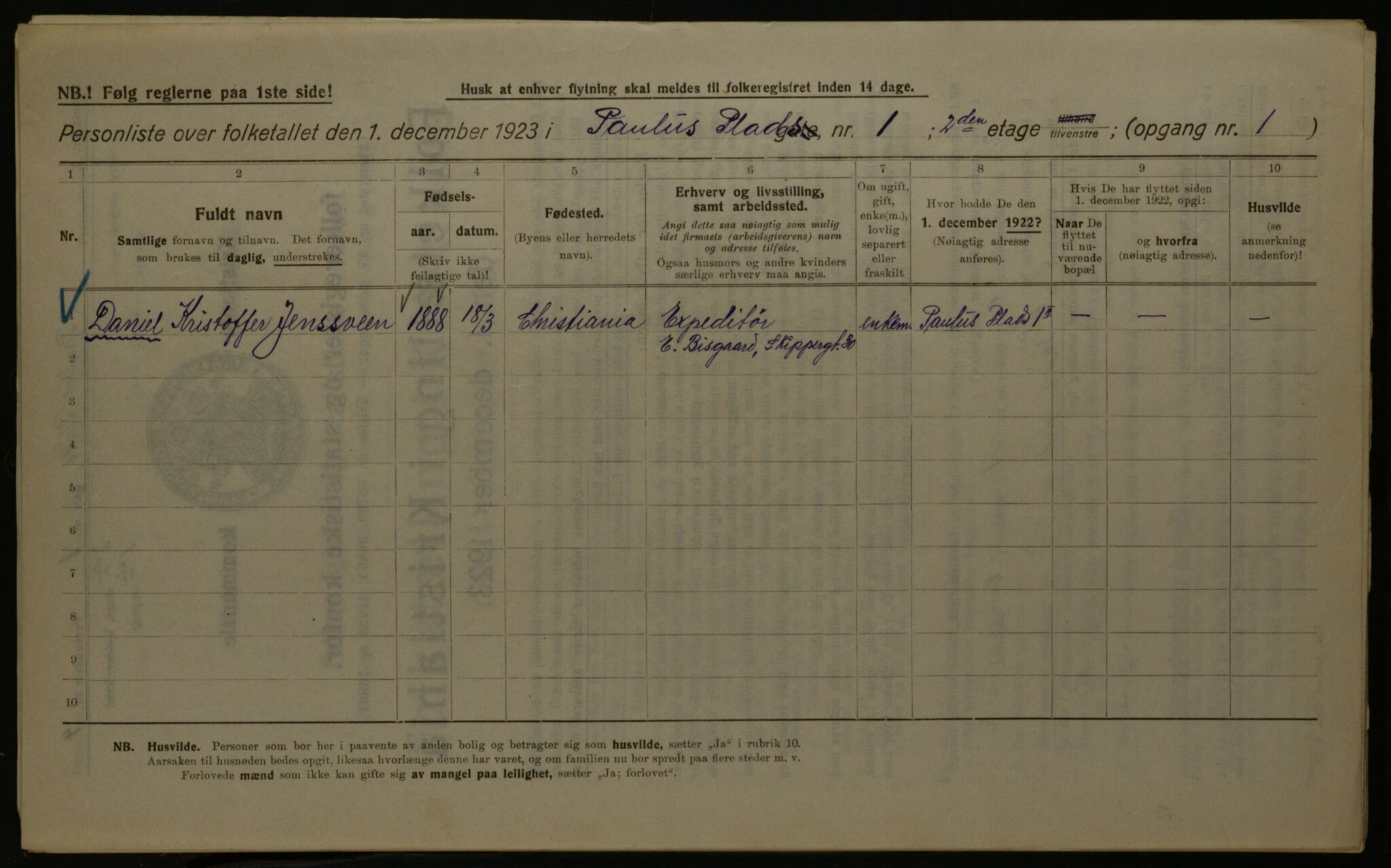 OBA, Kommunal folketelling 1.12.1923 for Kristiania, 1923, s. 86591