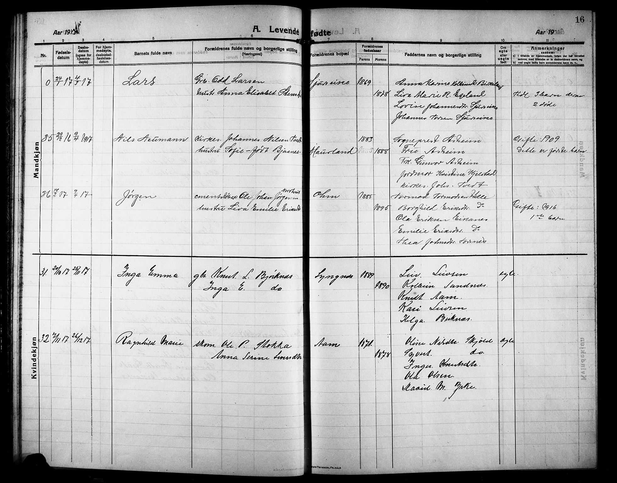 Skjold sokneprestkontor, AV/SAST-A-101847/H/Ha/Hab/L0009: Klokkerbok nr. B 9, 1914-1925, s. 16