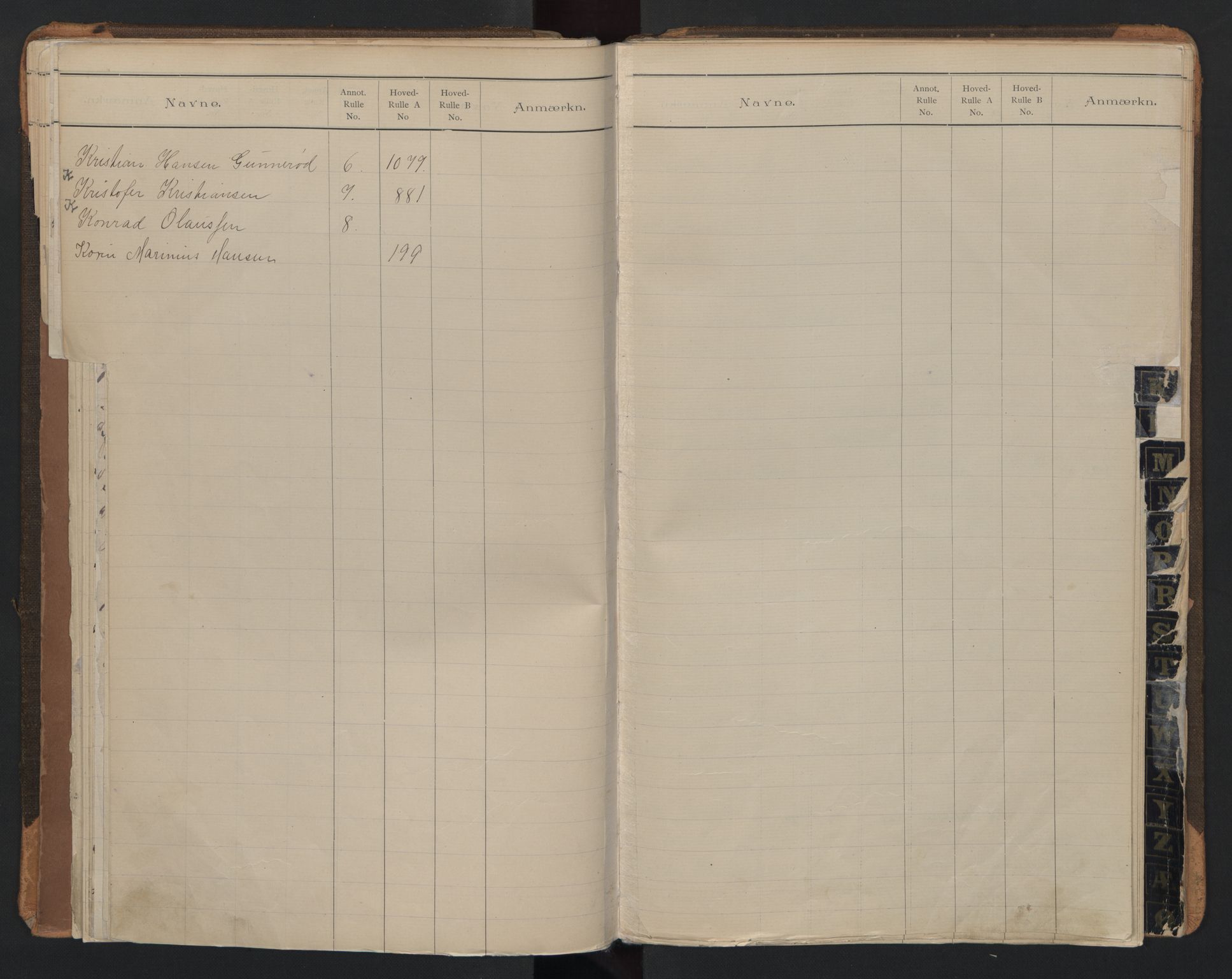 Holmestrand innrulleringskontor, SAKO/A-1151/G/Ga/L0001: Register, 1868-1948, s. 32