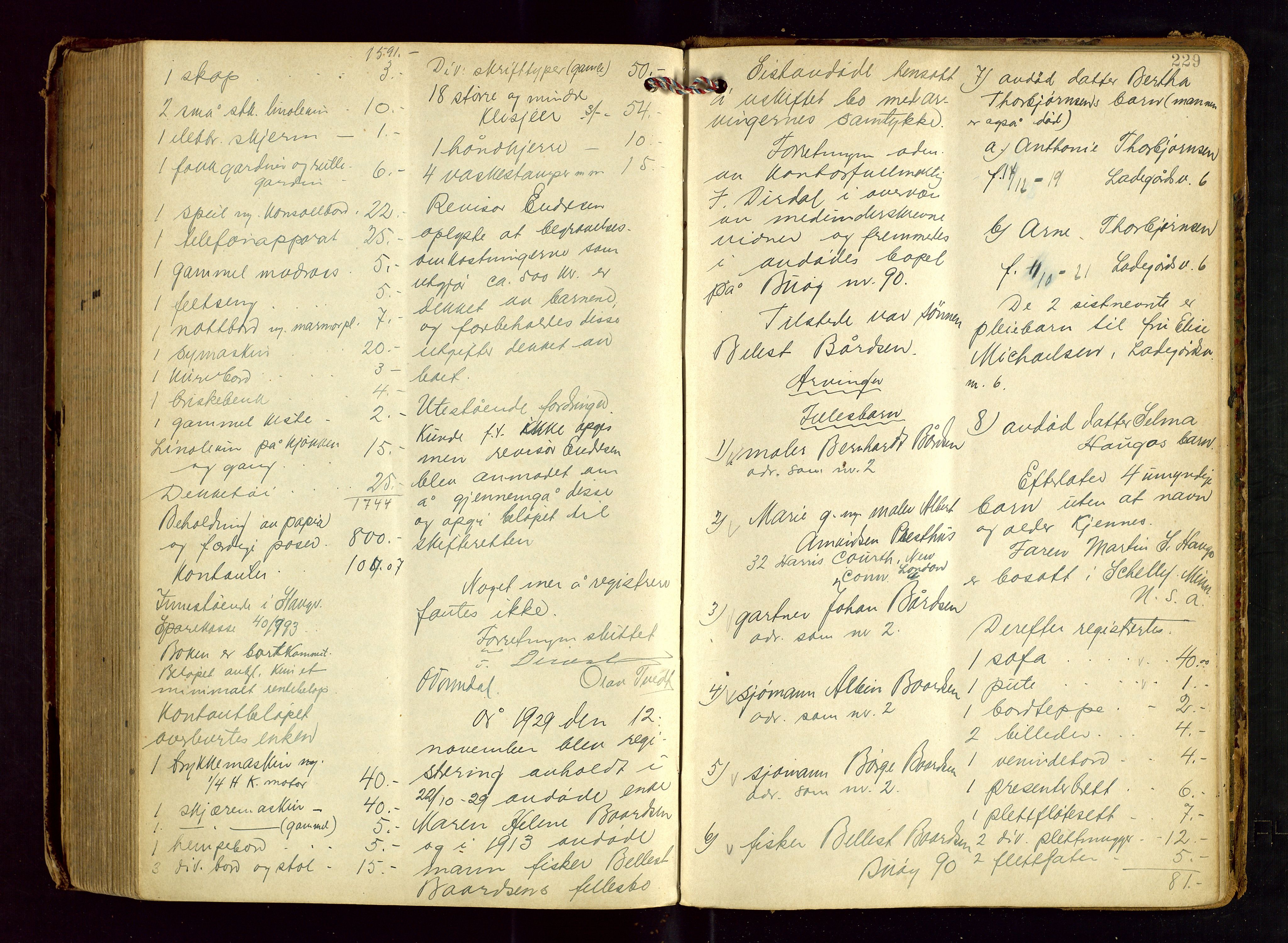 Stavanger skifteforvalter, AV/SAST-A-101412/001/5/53/533BA/L0004: Registreringsprotokoll, 1923-1930, s. 228b-229a