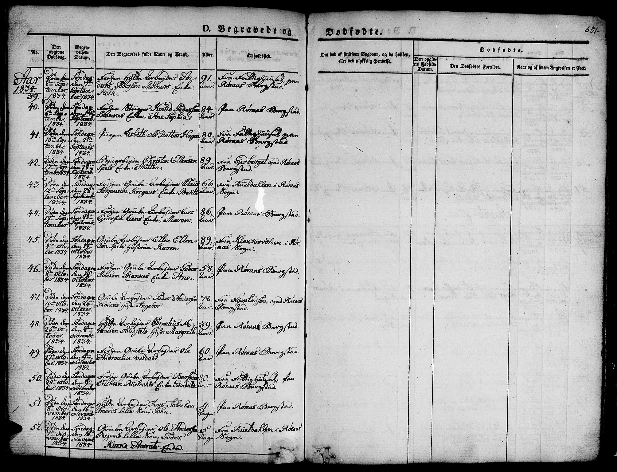 Ministerialprotokoller, klokkerbøker og fødselsregistre - Sør-Trøndelag, AV/SAT-A-1456/681/L0939: Klokkerbok nr. 681C03, 1829-1855, s. 601