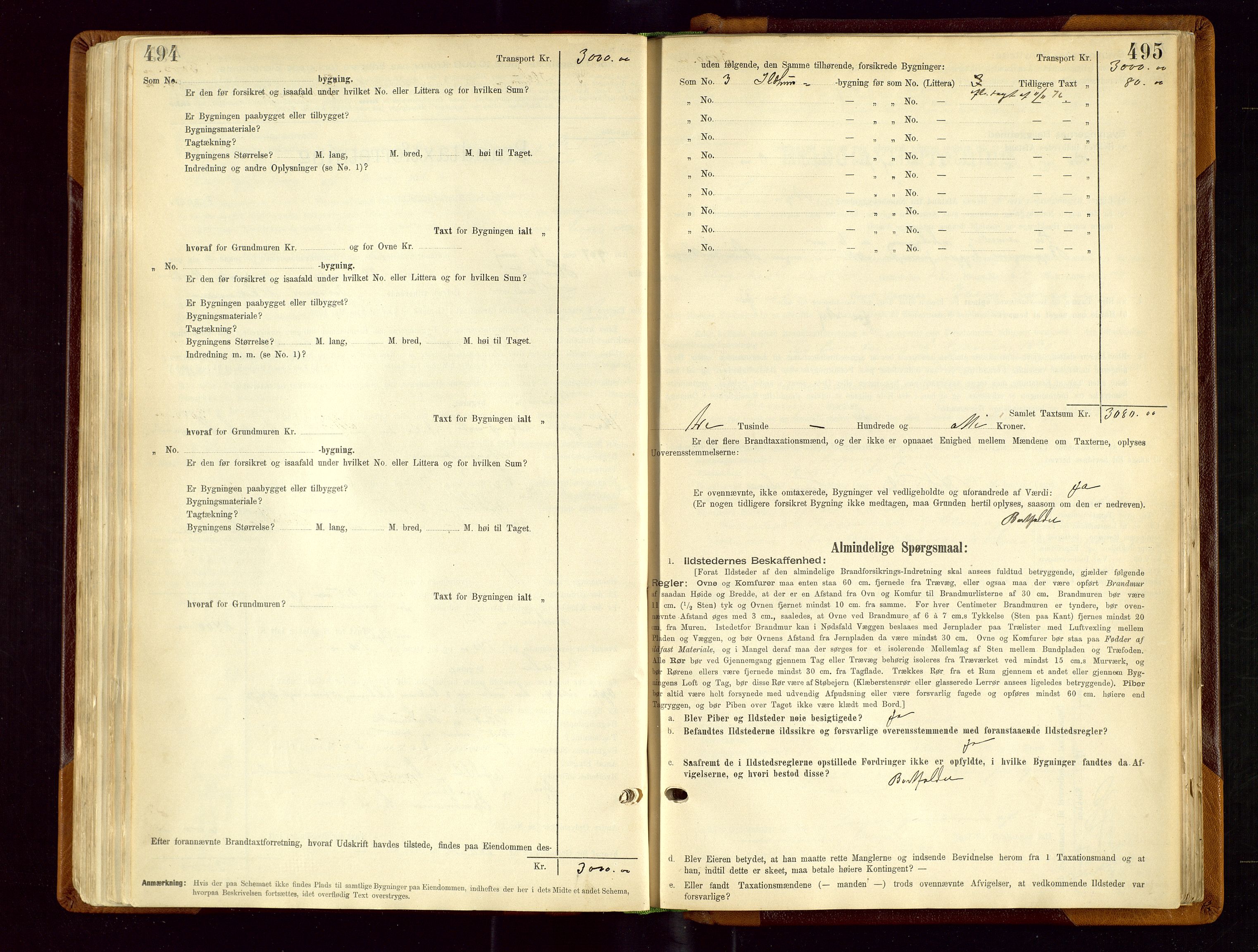 Sauda lensmannskontor, SAST/A-100177/Gob/L0001: Branntakstprotokoll - skjematakst, 1894-1914, s. 494-495
