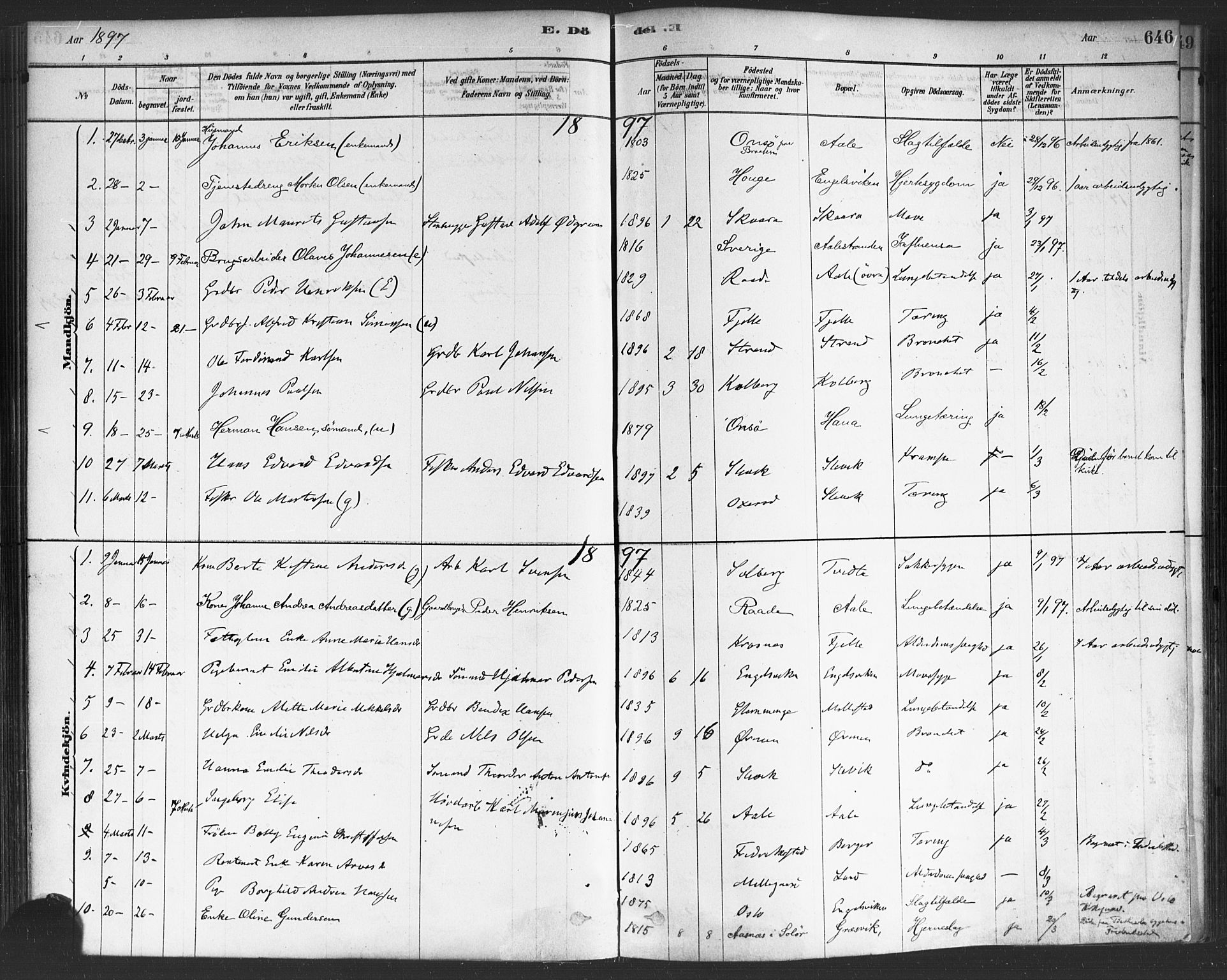 Onsøy prestekontor Kirkebøker, AV/SAO-A-10914/F/Fa/L0006: Ministerialbok nr. I 6, 1878-1898, s. 646