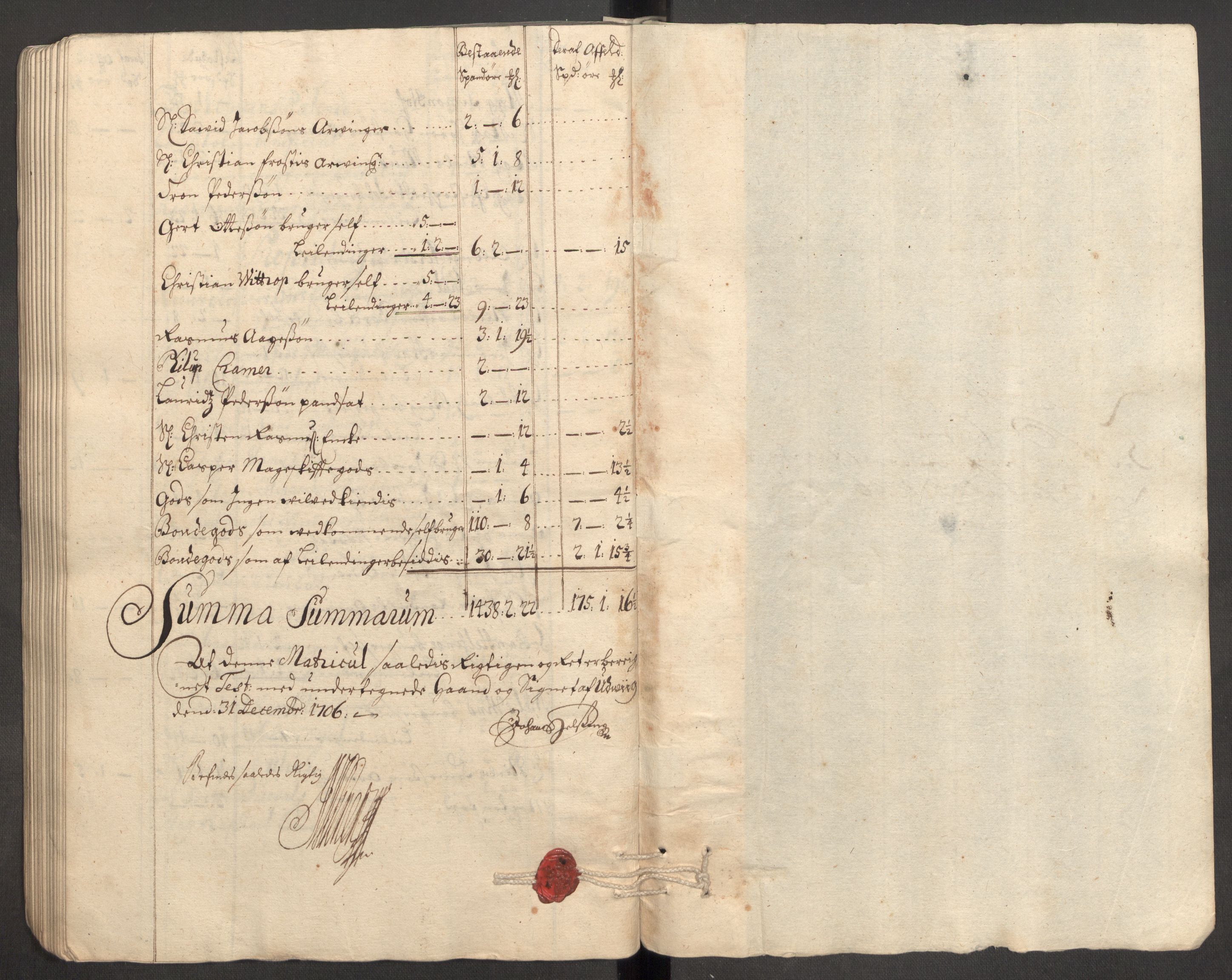 Rentekammeret inntil 1814, Reviderte regnskaper, Fogderegnskap, AV/RA-EA-4092/R63/L4315: Fogderegnskap Inderøy, 1706-1707, s. 119