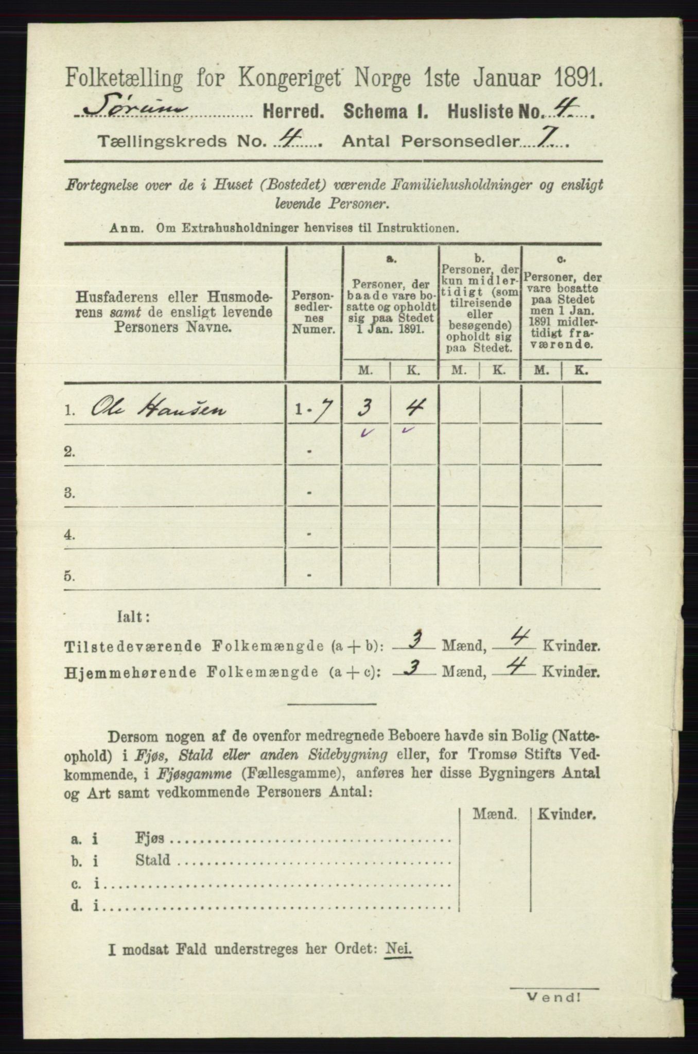 RA, Folketelling 1891 for 0226 Sørum herred, 1891, s. 1819