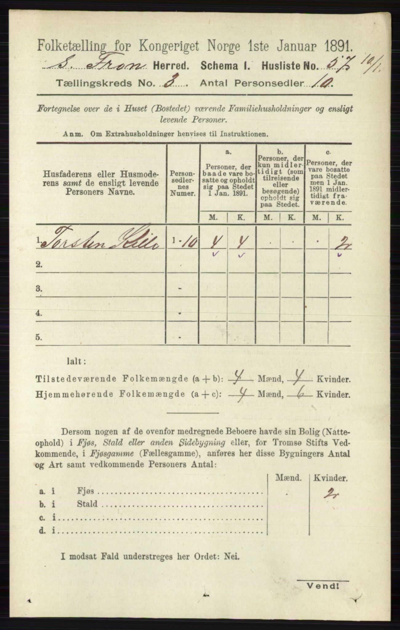 RA, Folketelling 1891 for 0519 Sør-Fron herred, 1891, s. 968