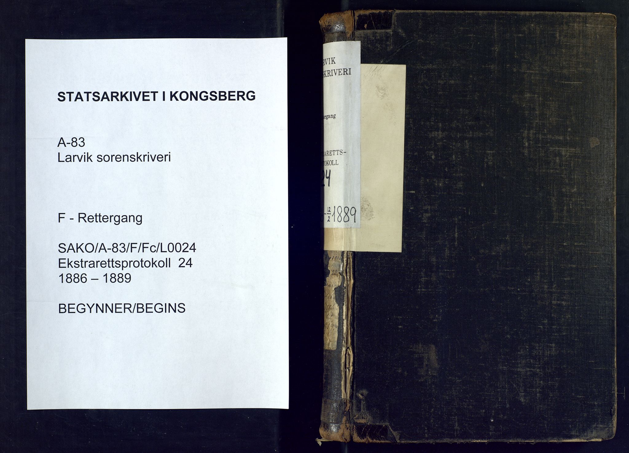Larvik sorenskriveri, SAKO/A-83/F/Fc/L0024: Ekstrarettsprotokoll, 1886-1889