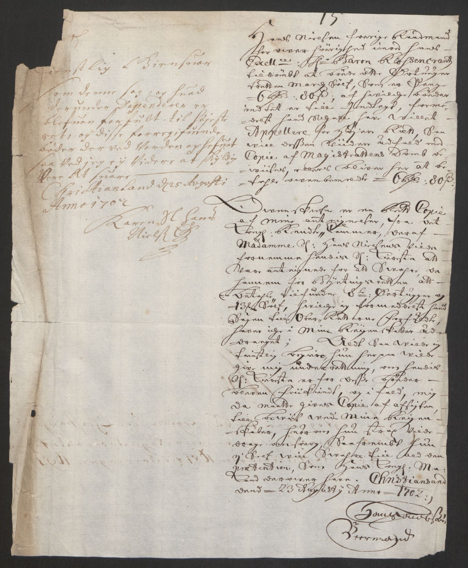 Rentekammeret inntil 1814, Reviderte regnskaper, Byregnskaper, AV/RA-EA-4066/R/Rm/L0285: [M18] Sikt og sakefall, 1681-1718, s. 380