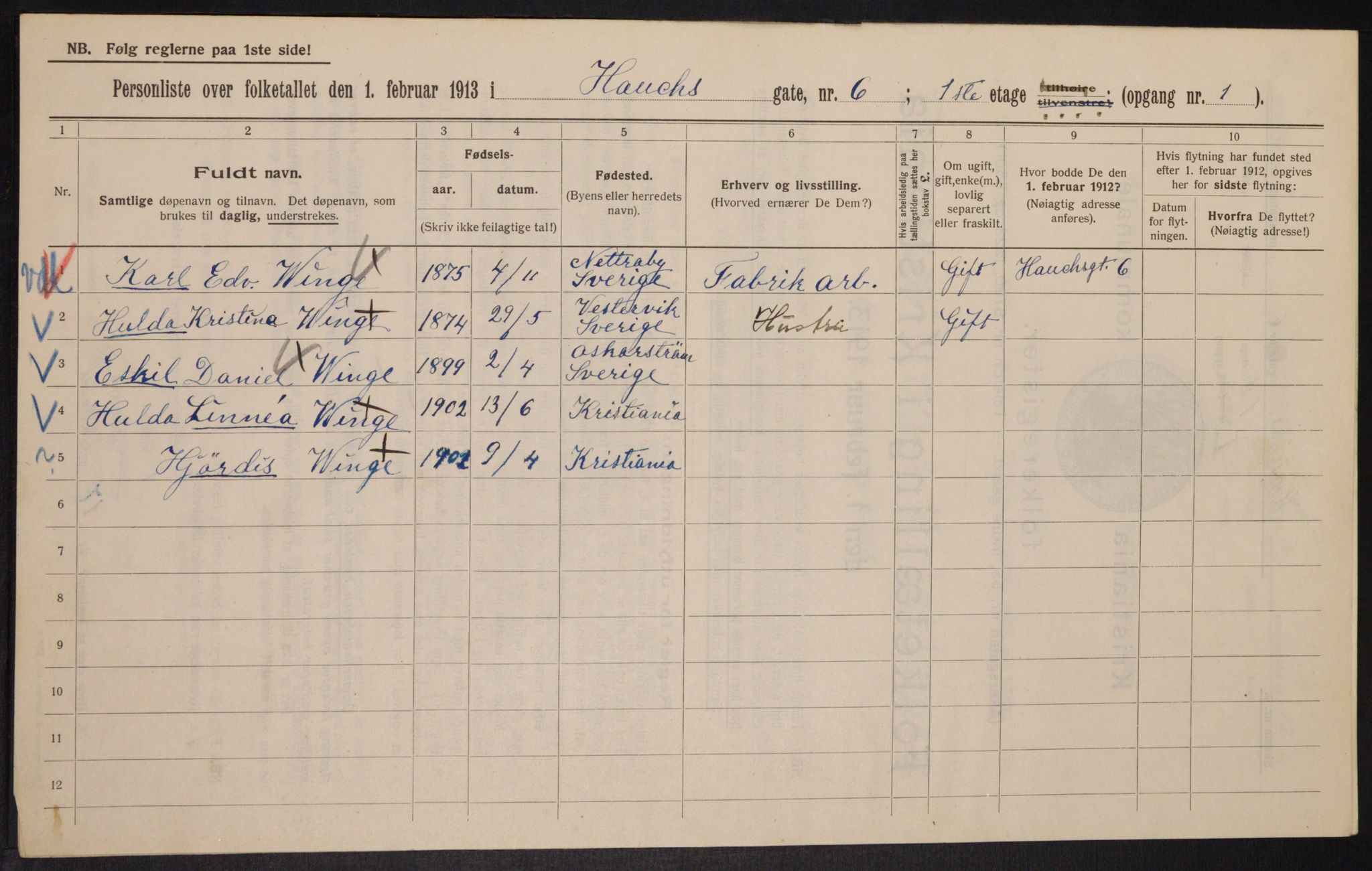 OBA, Kommunal folketelling 1.2.1913 for Kristiania, 1913, s. 35244