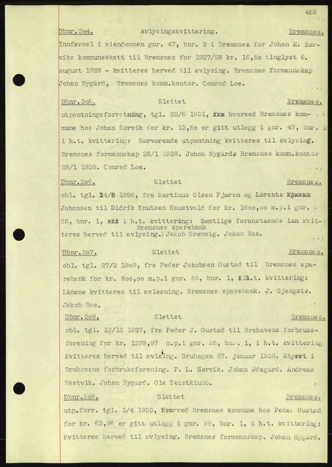 Nordmøre sorenskriveri, SAT/A-4132/1/2/2Ca: Pantebok nr. C80, 1936-1939, Dagboknr: 304/1938