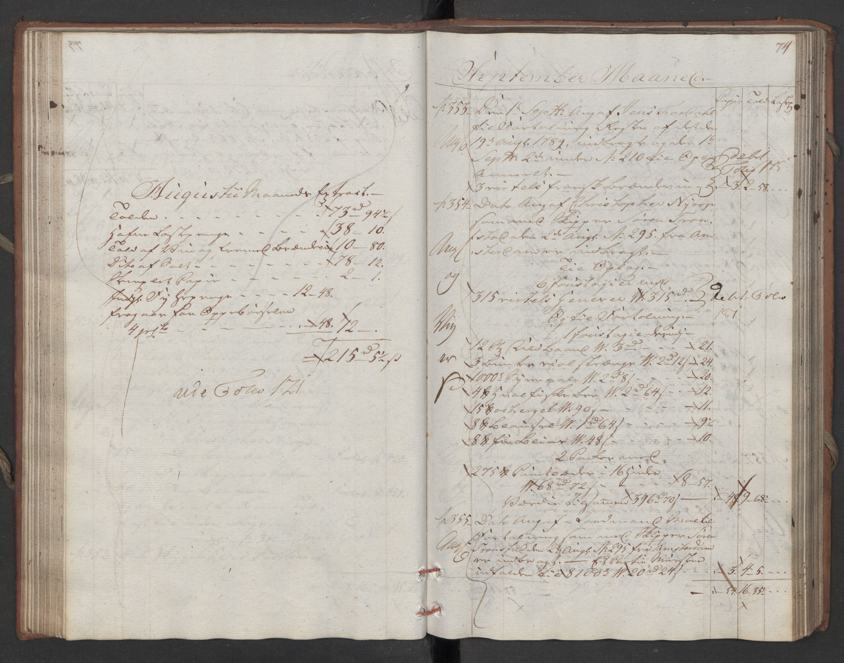 Generaltollkammeret, tollregnskaper, AV/RA-EA-5490/R16/L0111/0001: Tollregnskaper Kristiansand / Inngående hovedtollbok, 1790, s. 73b-74a