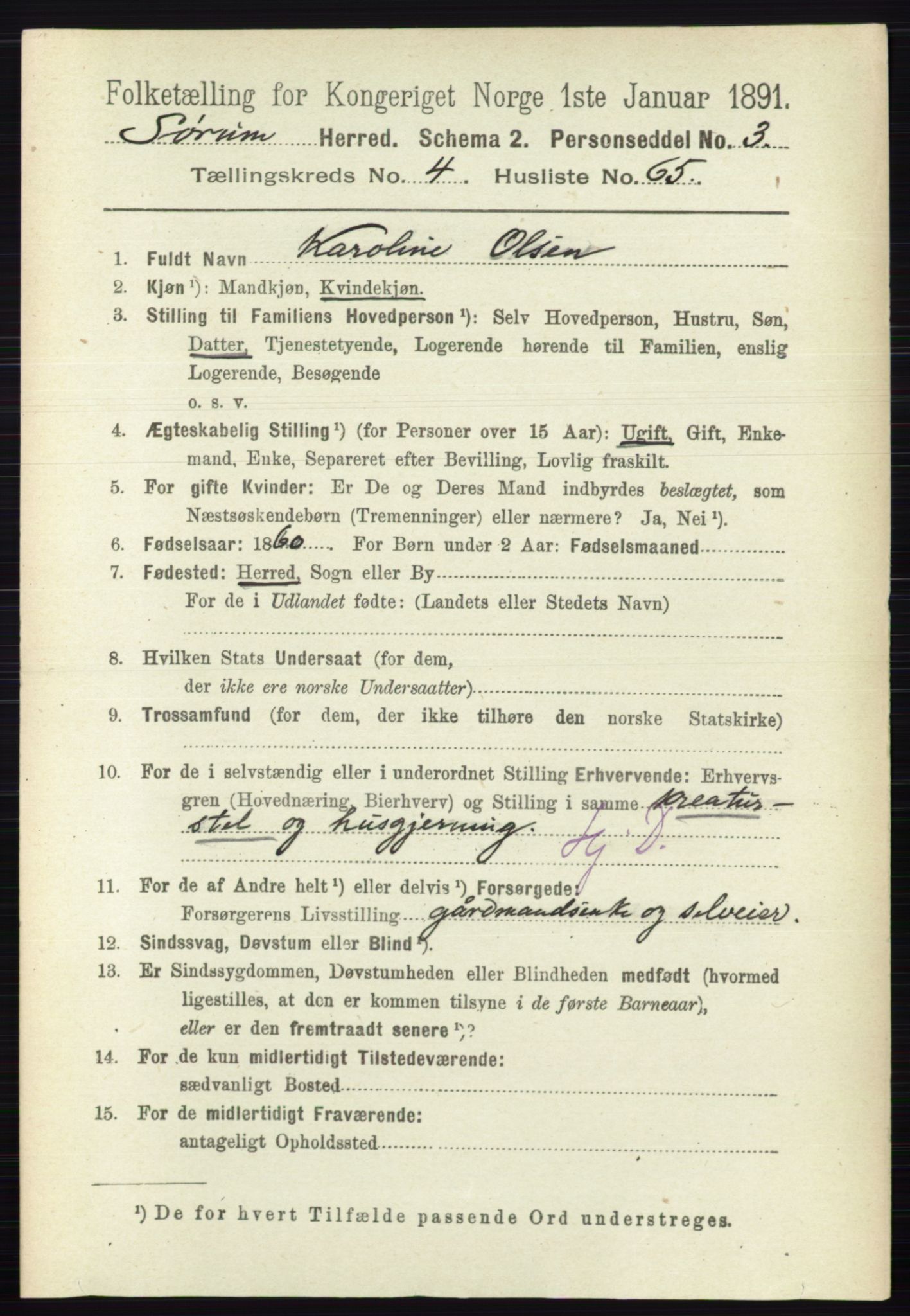 RA, Folketelling 1891 for 0226 Sørum herred, 1891, s. 2239