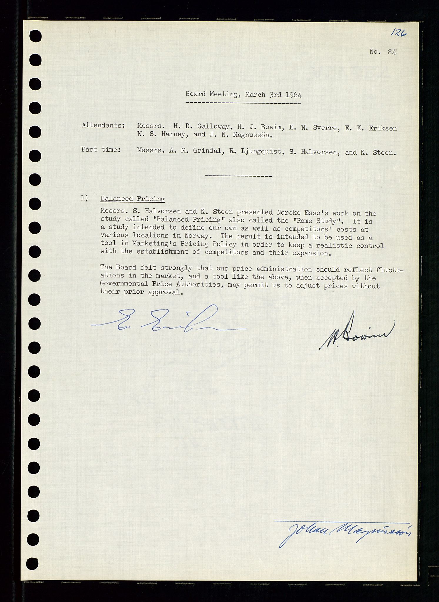 Pa 0982 - Esso Norge A/S, SAST/A-100448/A/Aa/L0001/0004: Den administrerende direksjon Board minutes (styrereferater) / Den administrerende direksjon Board minutes (styrereferater), 1963-1964, s. 136