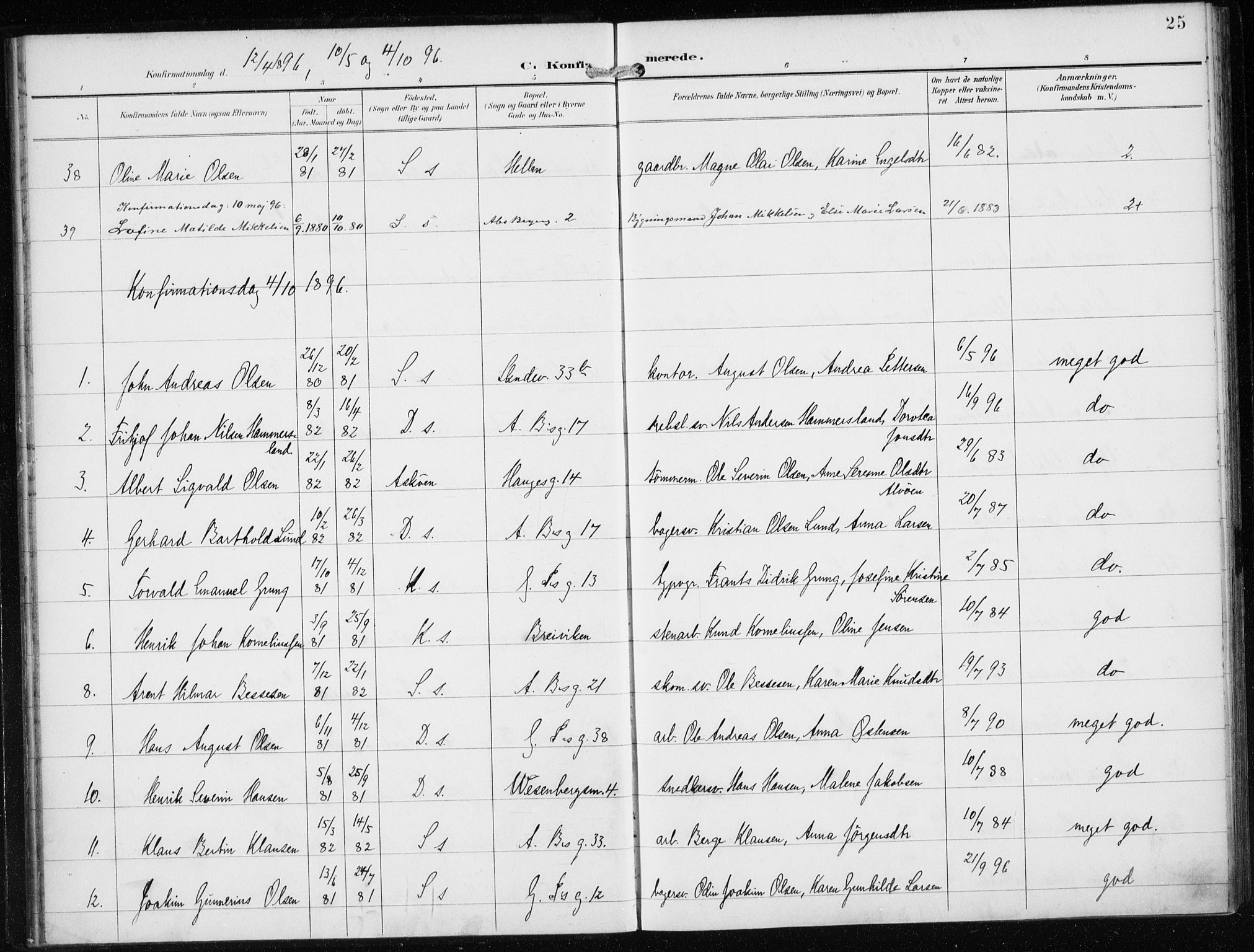 Sandviken Sokneprestembete, AV/SAB-A-77601/H/Ha/L0010: Ministerialbok nr. C 1, 1895-1905, s. 25