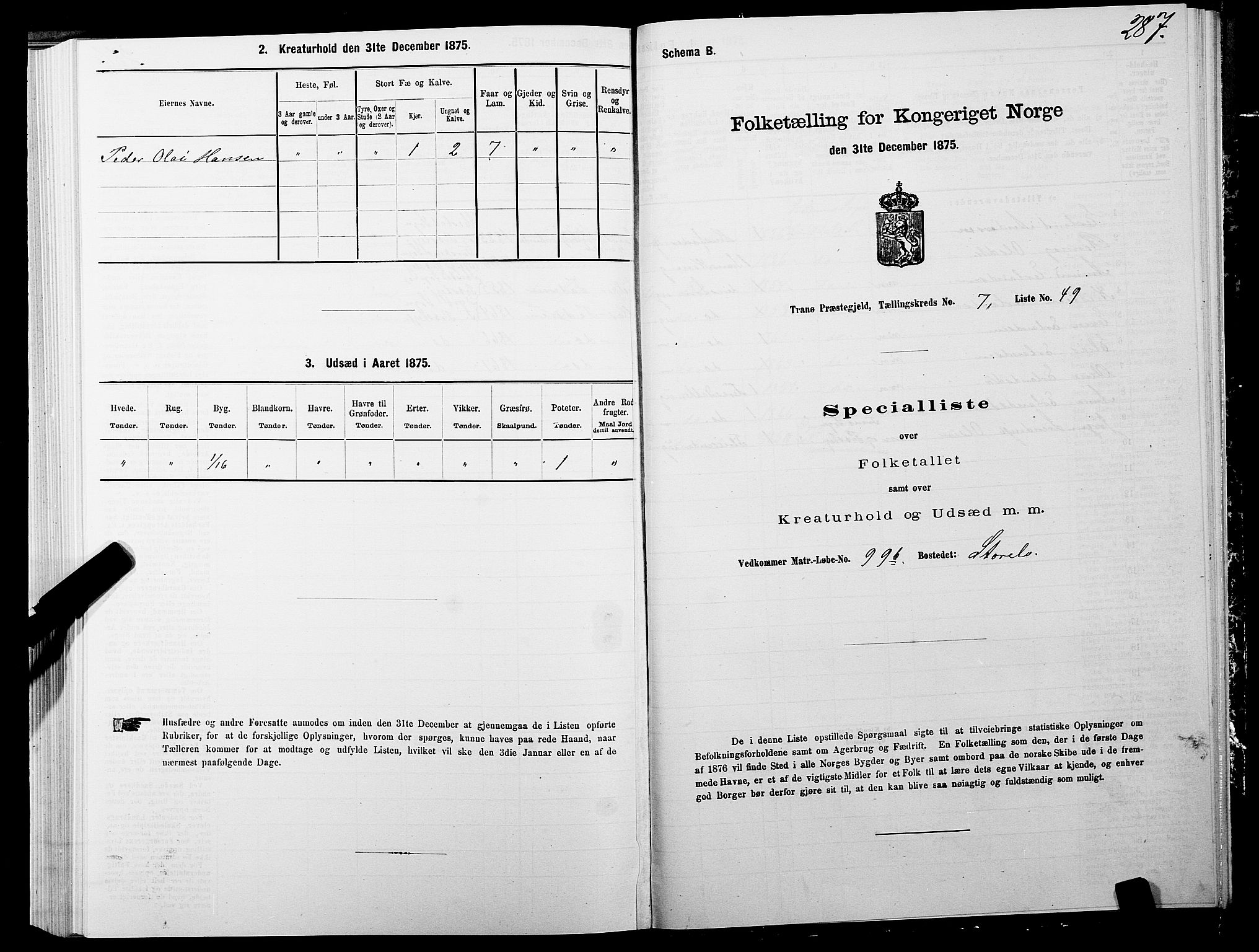 SATØ, Folketelling 1875 for 1927P Tranøy prestegjeld, 1875, s. 3287