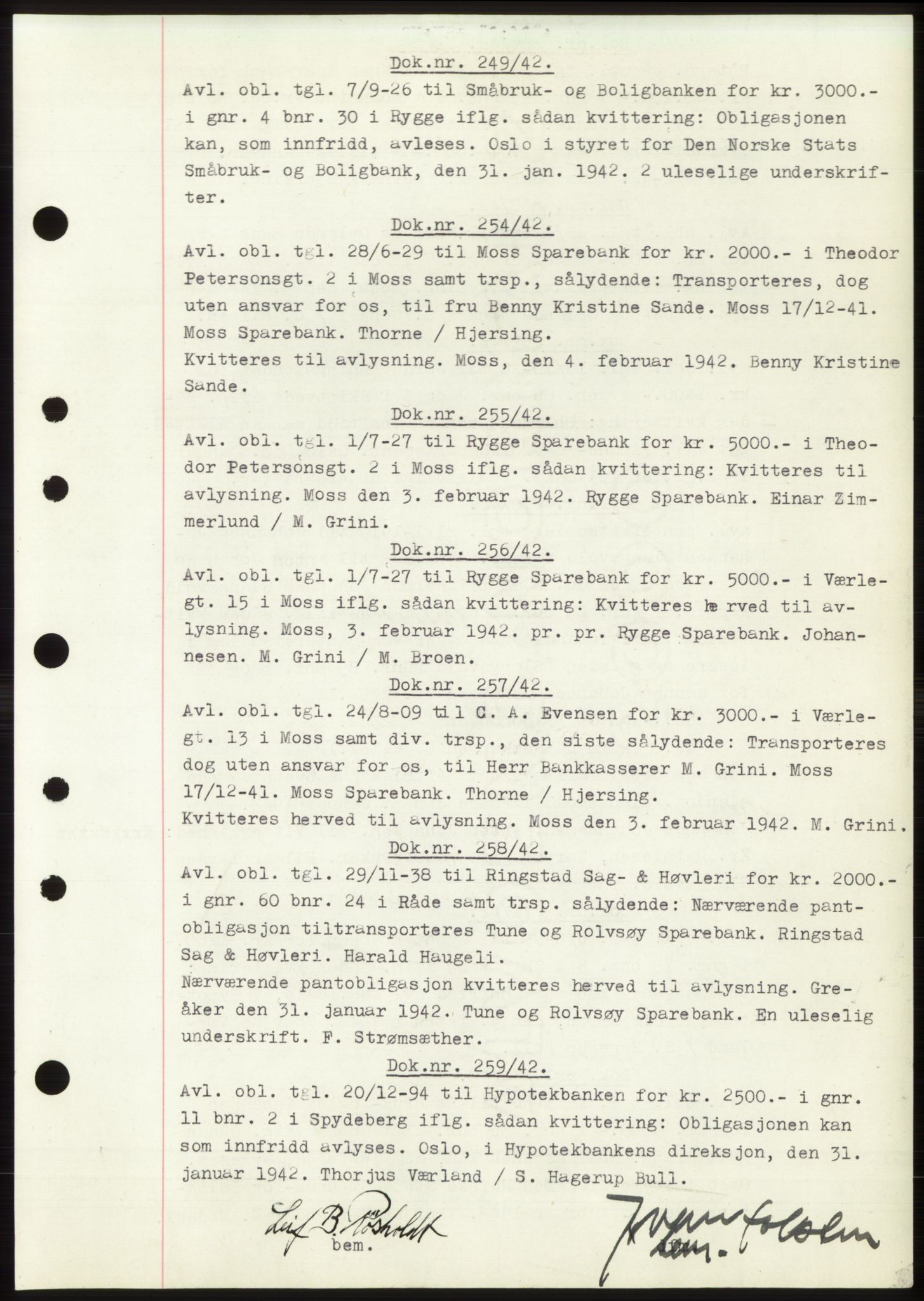 Moss sorenskriveri, SAO/A-10168: Pantebok nr. C10, 1938-1950, Dagboknr: 249/1942