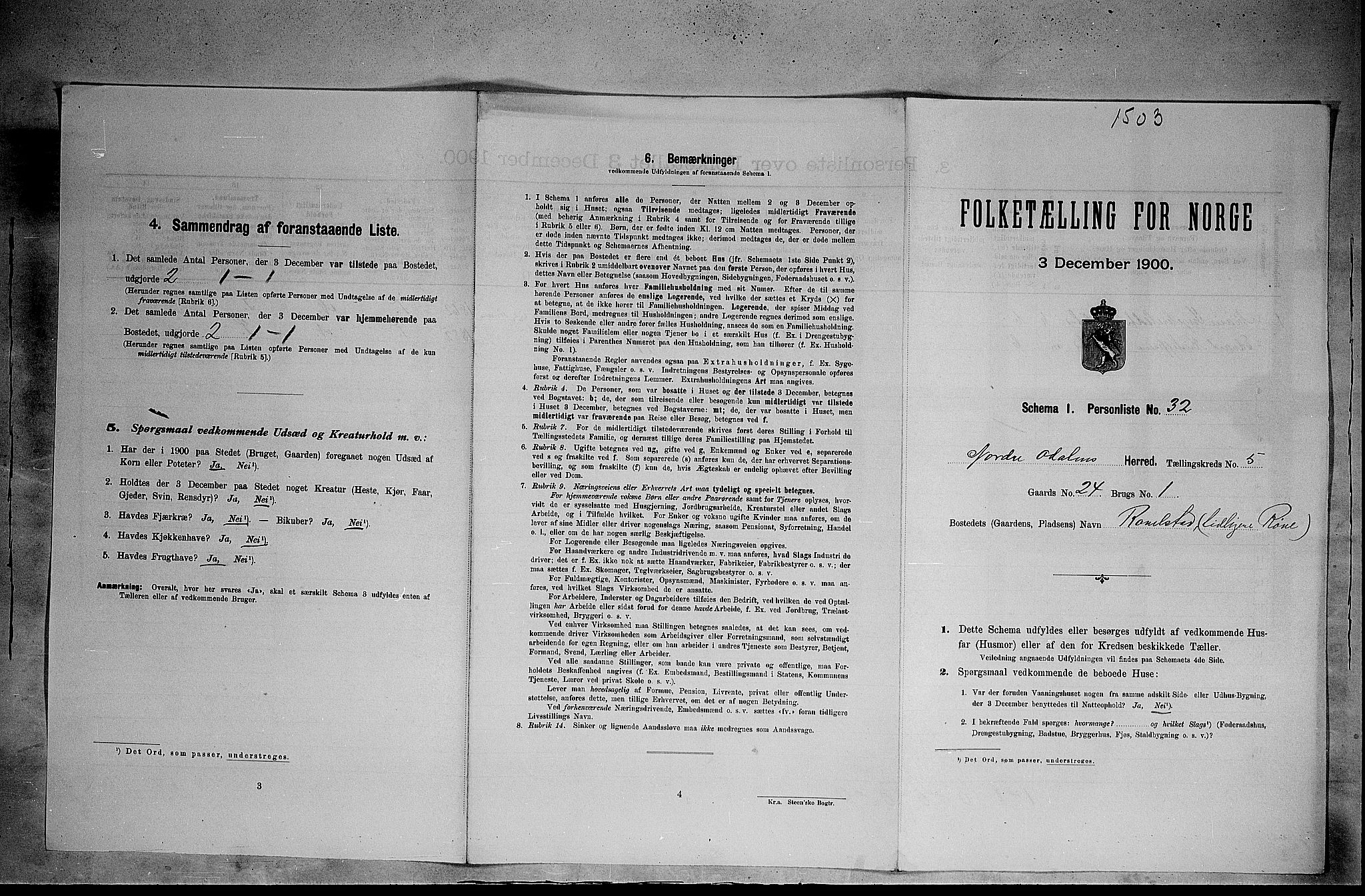 SAH, Folketelling 1900 for 0418 Nord-Odal herred, 1900, s. 520