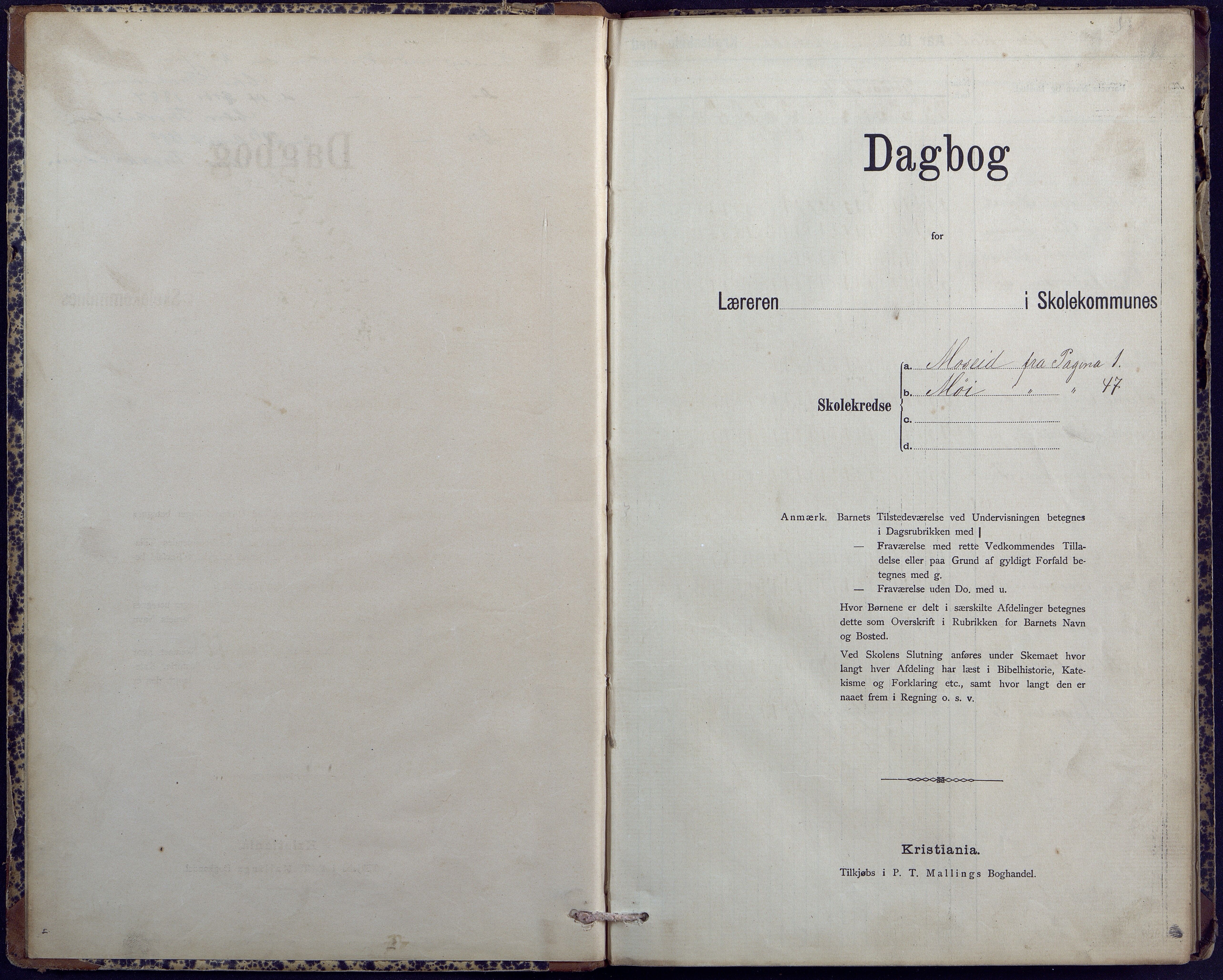 Hornnes kommune, Moi, Moseid, Kjetså skolekretser, AAKS/KA0936-550e/F1/L0004: Dagbok. Moseid, Moi, 1886-1891