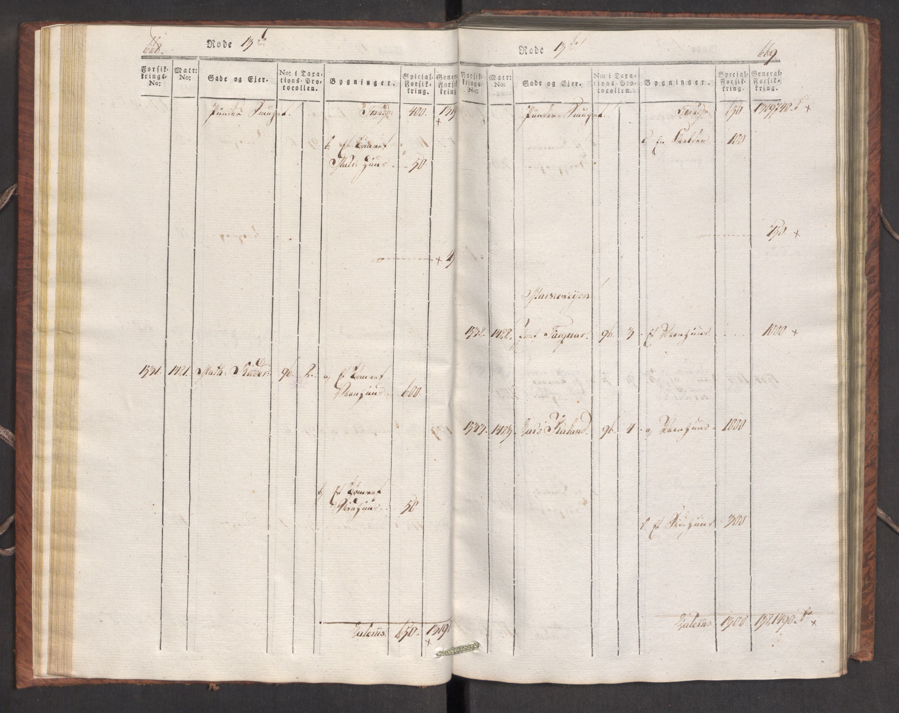 Kommersekollegiet, Brannforsikringskontoret 1767-1814, AV/RA-EA-5458/F/Fa/L0007/0002: Bergen / Branntakstprotokoll, 1807-1817, s. 668-669