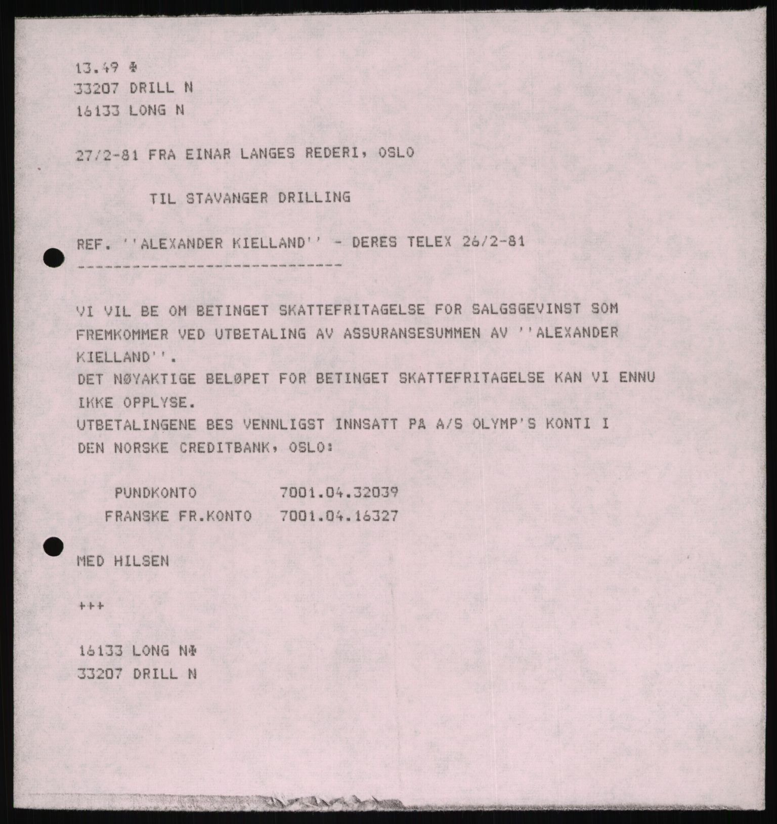 Pa 1503 - Stavanger Drilling AS, AV/SAST-A-101906/D/L0006: Korrespondanse og saksdokumenter, 1974-1984, s. 277