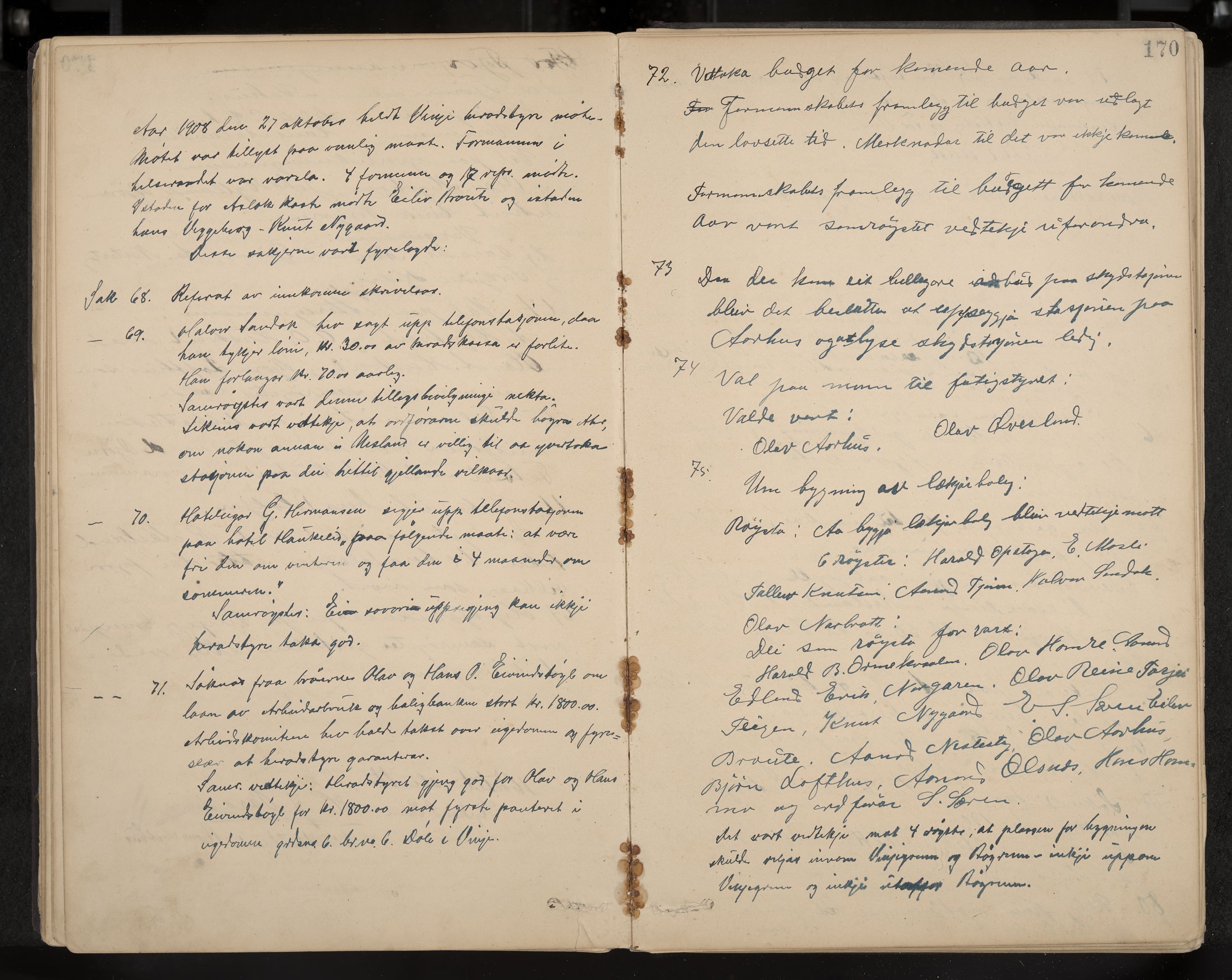 Vinje formannskap og sentraladministrasjon, IKAK/0834021-1/A/L0002: Møtebok, 1889-1913, s. 170