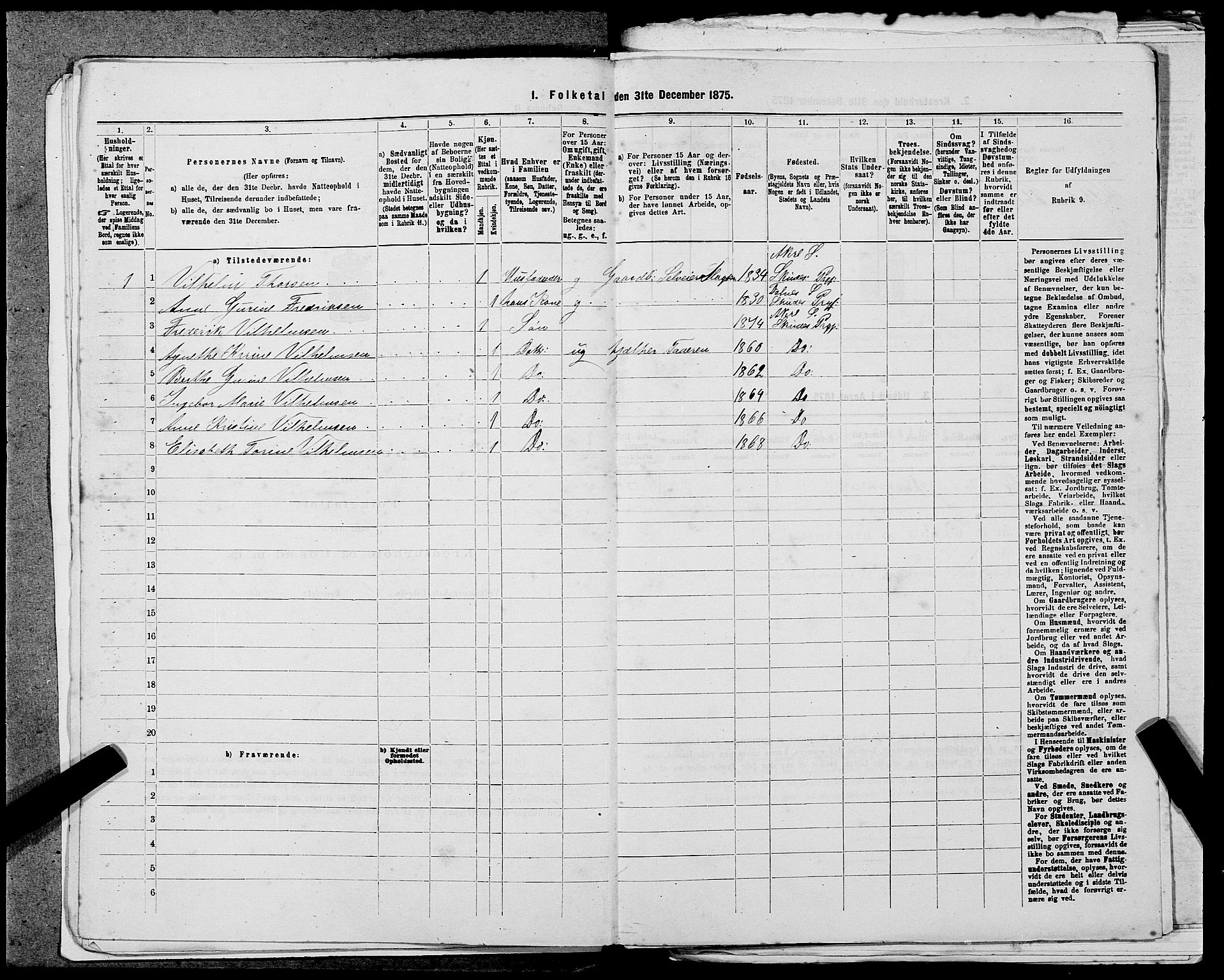 SAST, Folketelling 1875 for 1150L Skudenes prestegjeld, Falnes sokn, Åkra sokn og Ferkingstad sokn, 1875, s. 349