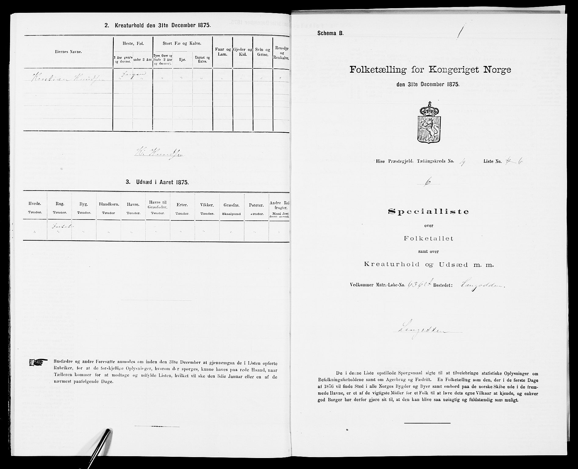 SAK, Folketelling 1875 for 0922P Hisøy prestegjeld, 1875, s. 733