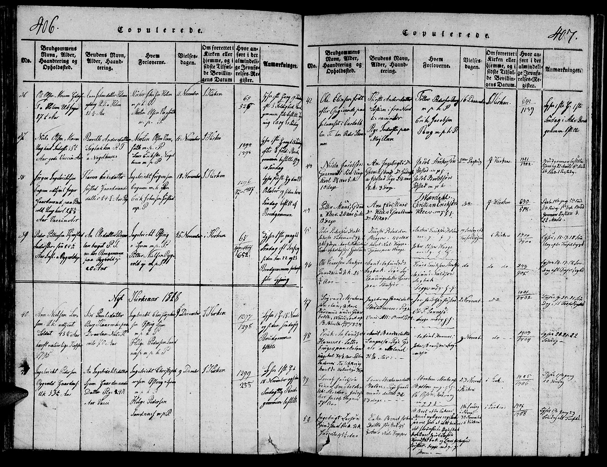 Ministerialprotokoller, klokkerbøker og fødselsregistre - Nord-Trøndelag, SAT/A-1458/749/L0479: Klokkerbok nr. 749C01, 1817-1829, s. 406-407