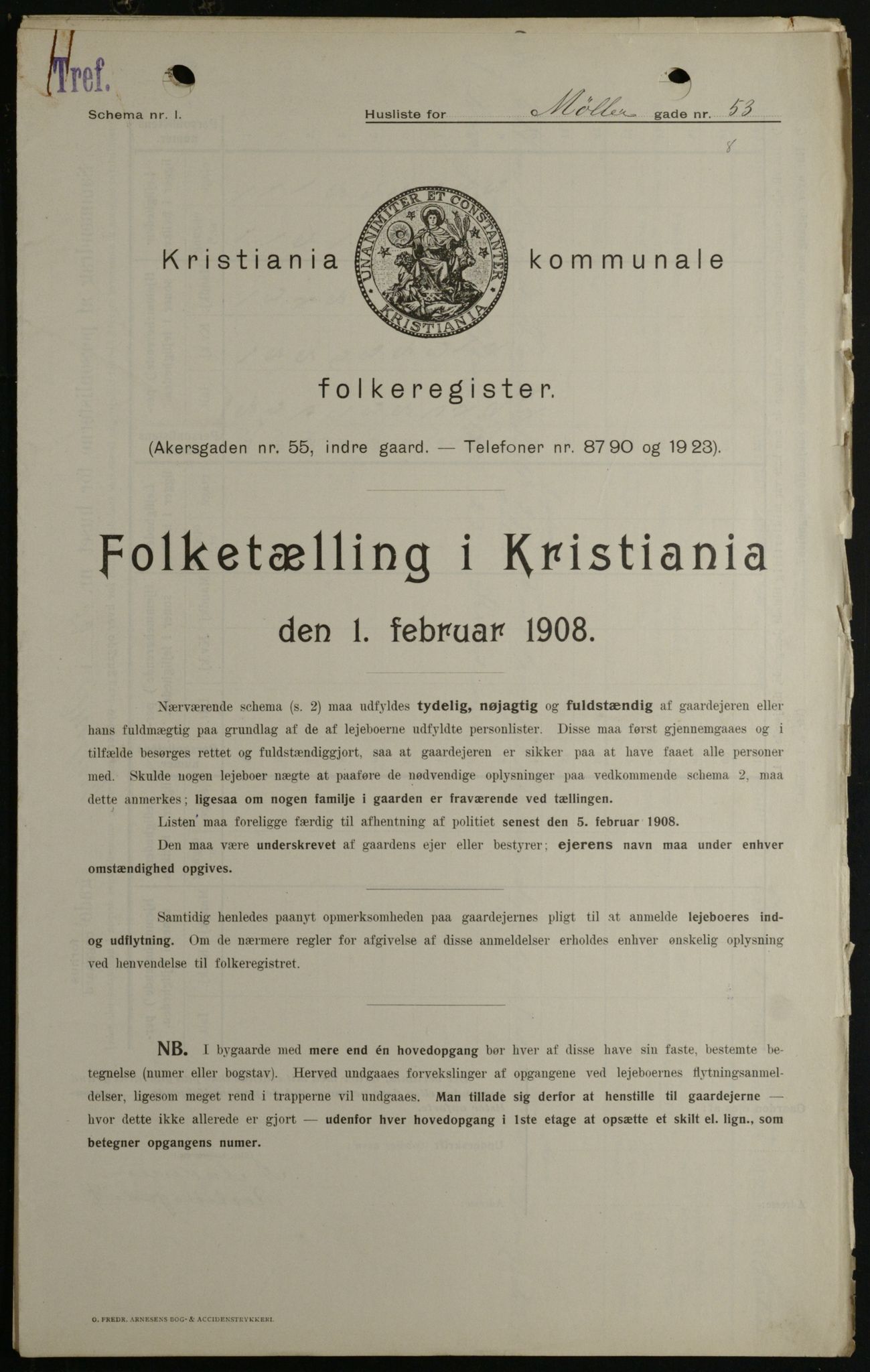 OBA, Kommunal folketelling 1.2.1908 for Kristiania kjøpstad, 1908, s. 61837