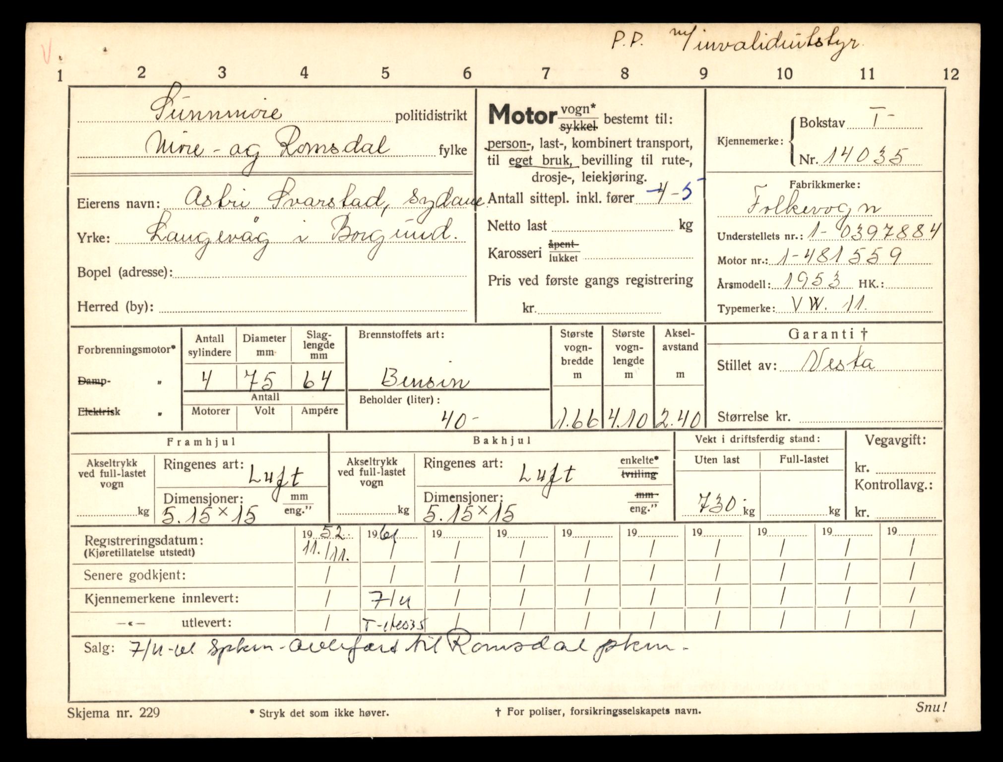 Møre og Romsdal vegkontor - Ålesund trafikkstasjon, AV/SAT-A-4099/F/Fe/L0042: Registreringskort for kjøretøy T 13906 - T 14079, 1927-1998, s. 2063