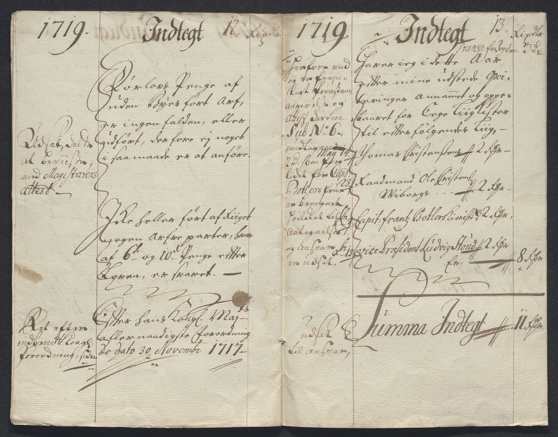 Rentekammeret inntil 1814, Reviderte regnskaper, Byregnskaper, AV/RA-EA-4066/R/Rm/L0286: [M19] Sikt og sakefall, 1719-1727, s. 10