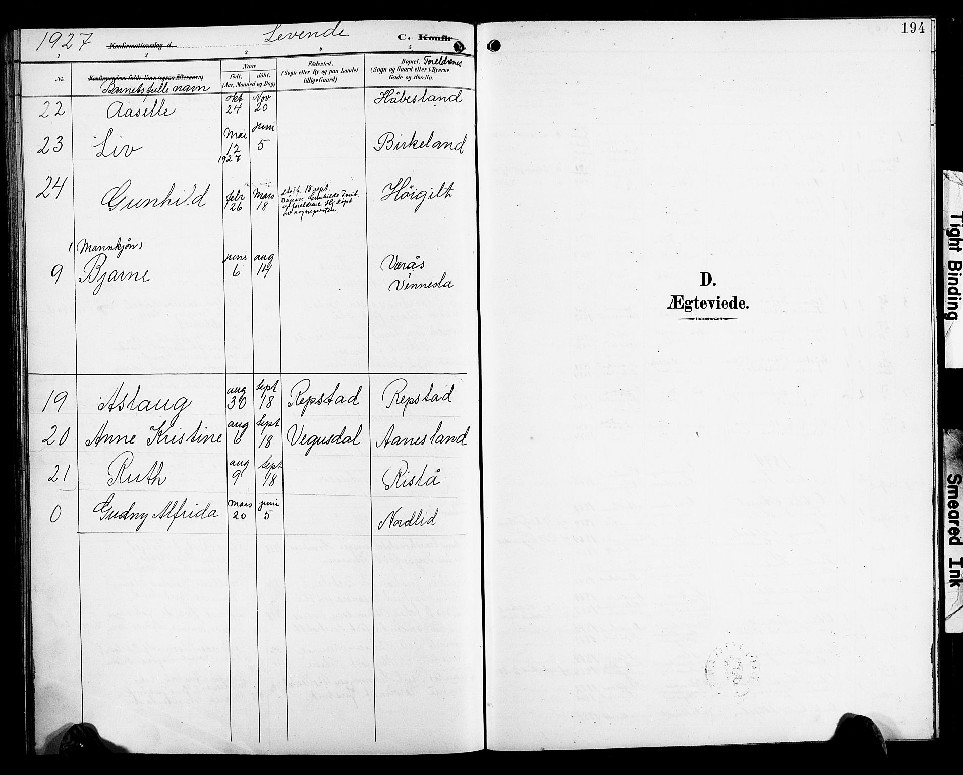 Birkenes sokneprestkontor, SAK/1111-0004/F/Fb/L0004: Klokkerbok nr. B 4, 1893-1930, s. 185