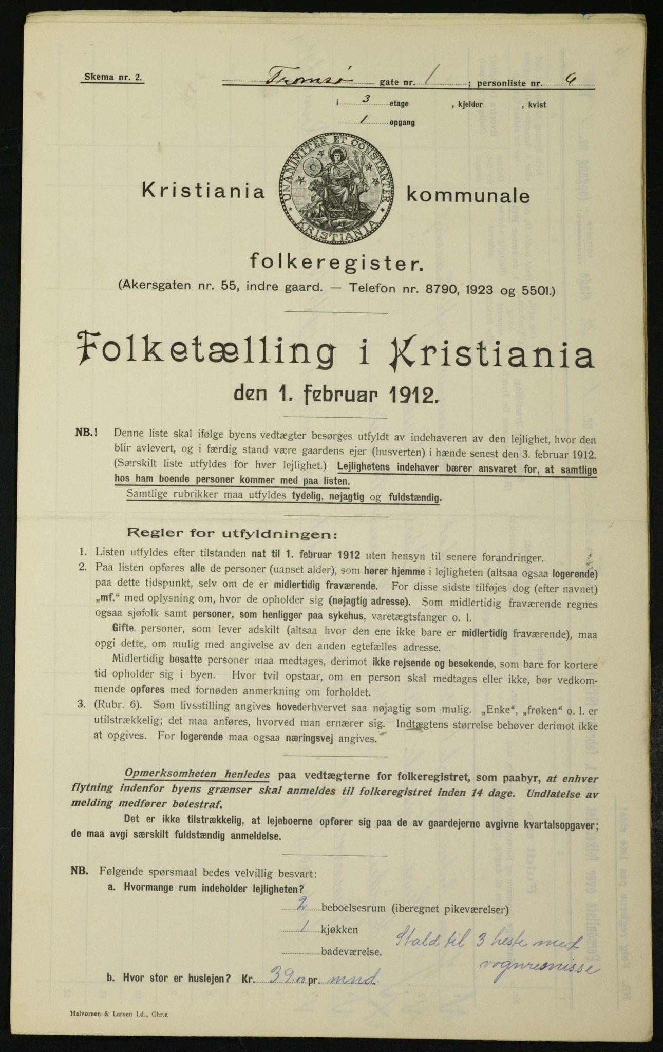 OBA, Kommunal folketelling 1.2.1912 for Kristiania, 1912, s. 115618