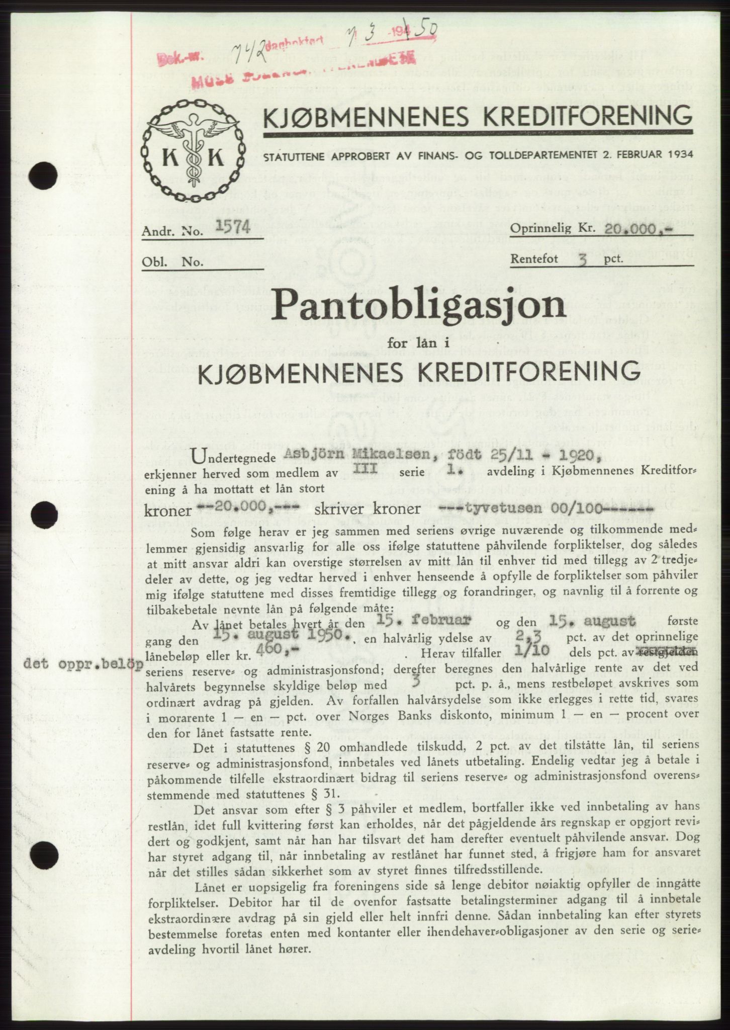 Moss sorenskriveri, SAO/A-10168: Pantebok nr. B23, 1949-1950, Dagboknr: 742/1950