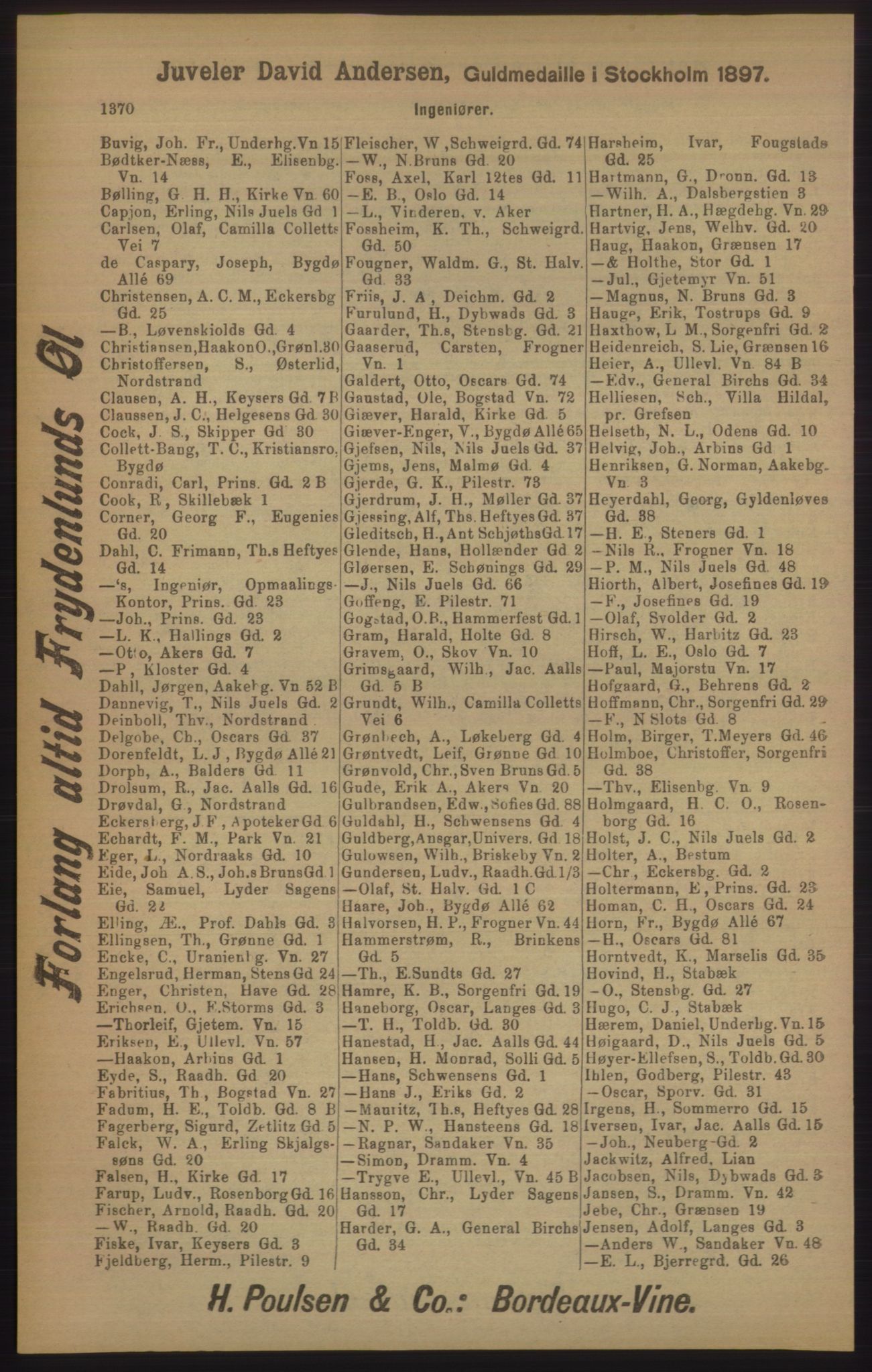 Kristiania/Oslo adressebok, PUBL/-, 1905, s. 1370