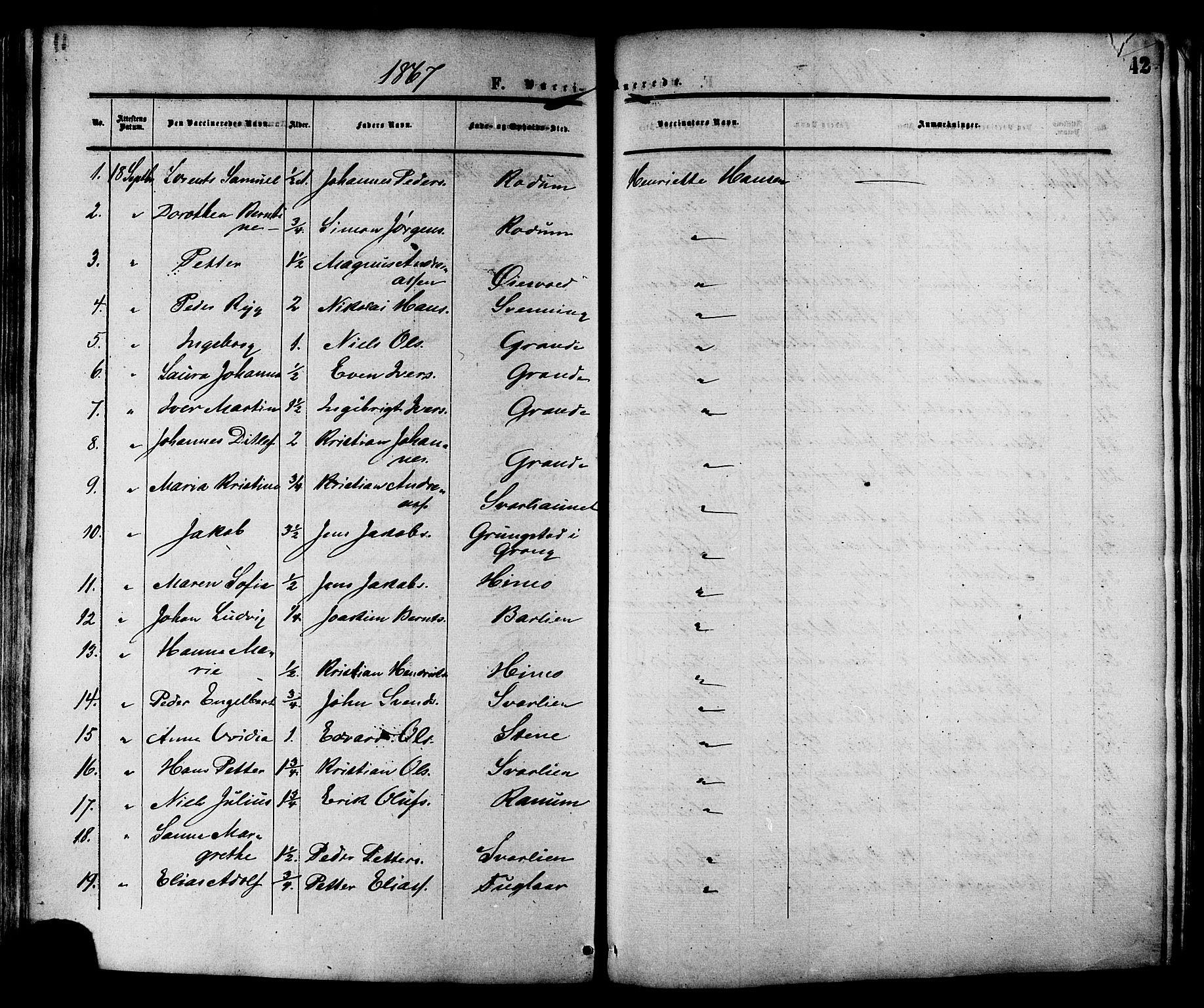 Ministerialprotokoller, klokkerbøker og fødselsregistre - Nord-Trøndelag, SAT/A-1458/764/L0553: Ministerialbok nr. 764A08, 1858-1880, s. 42