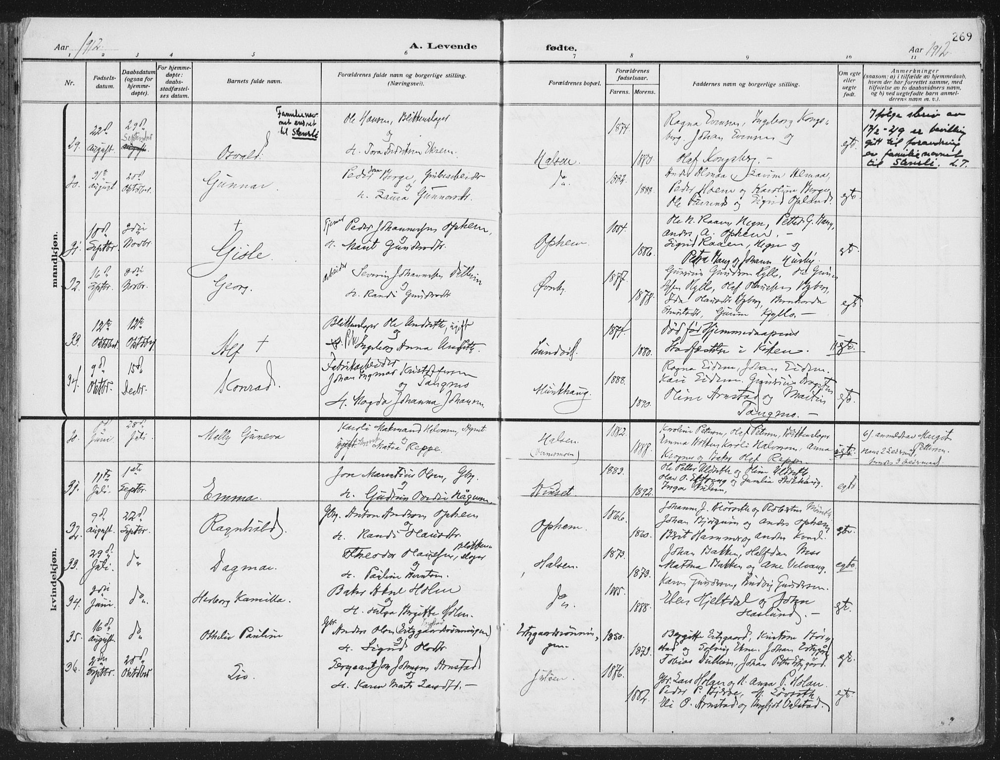 Ministerialprotokoller, klokkerbøker og fødselsregistre - Nord-Trøndelag, AV/SAT-A-1458/709/L0082: Ministerialbok nr. 709A22, 1896-1916, s. 269