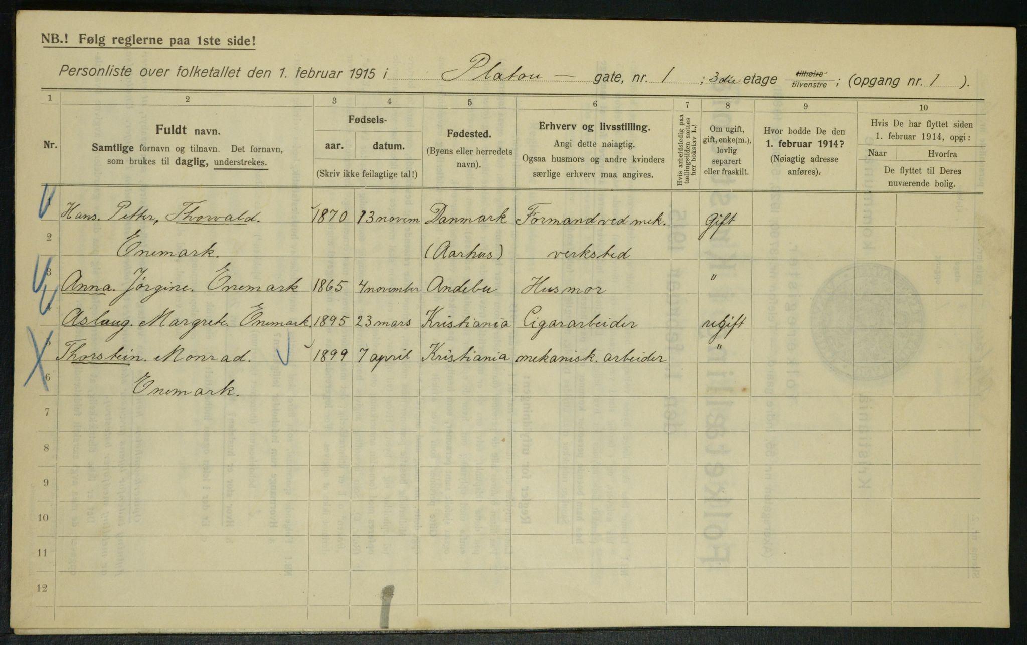 OBA, Kommunal folketelling 1.2.1915 for Kristiania, 1915, s. 79594