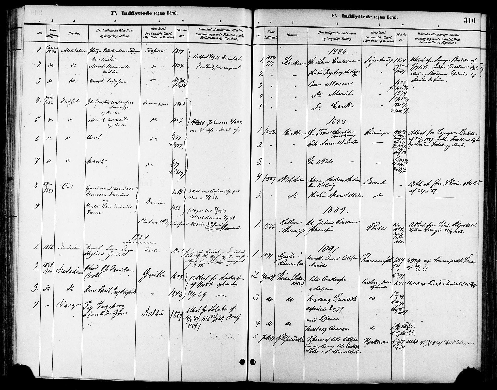 Ministerialprotokoller, klokkerbøker og fødselsregistre - Sør-Trøndelag, AV/SAT-A-1456/678/L0901: Ministerialbok nr. 678A10, 1881-1894, s. 310