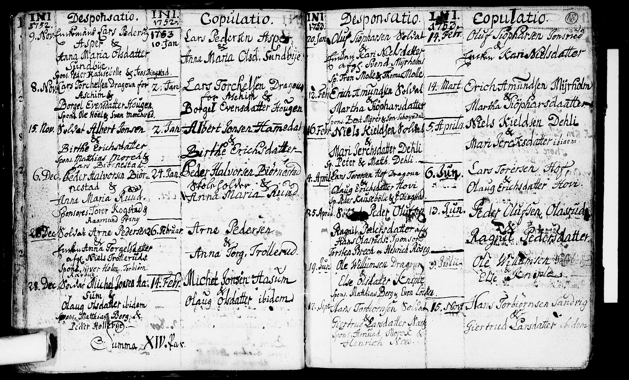 Spydeberg prestekontor Kirkebøker, AV/SAO-A-10924/F/Fa/L0002: Ministerialbok nr. I 2, 1739-1780, s. 18